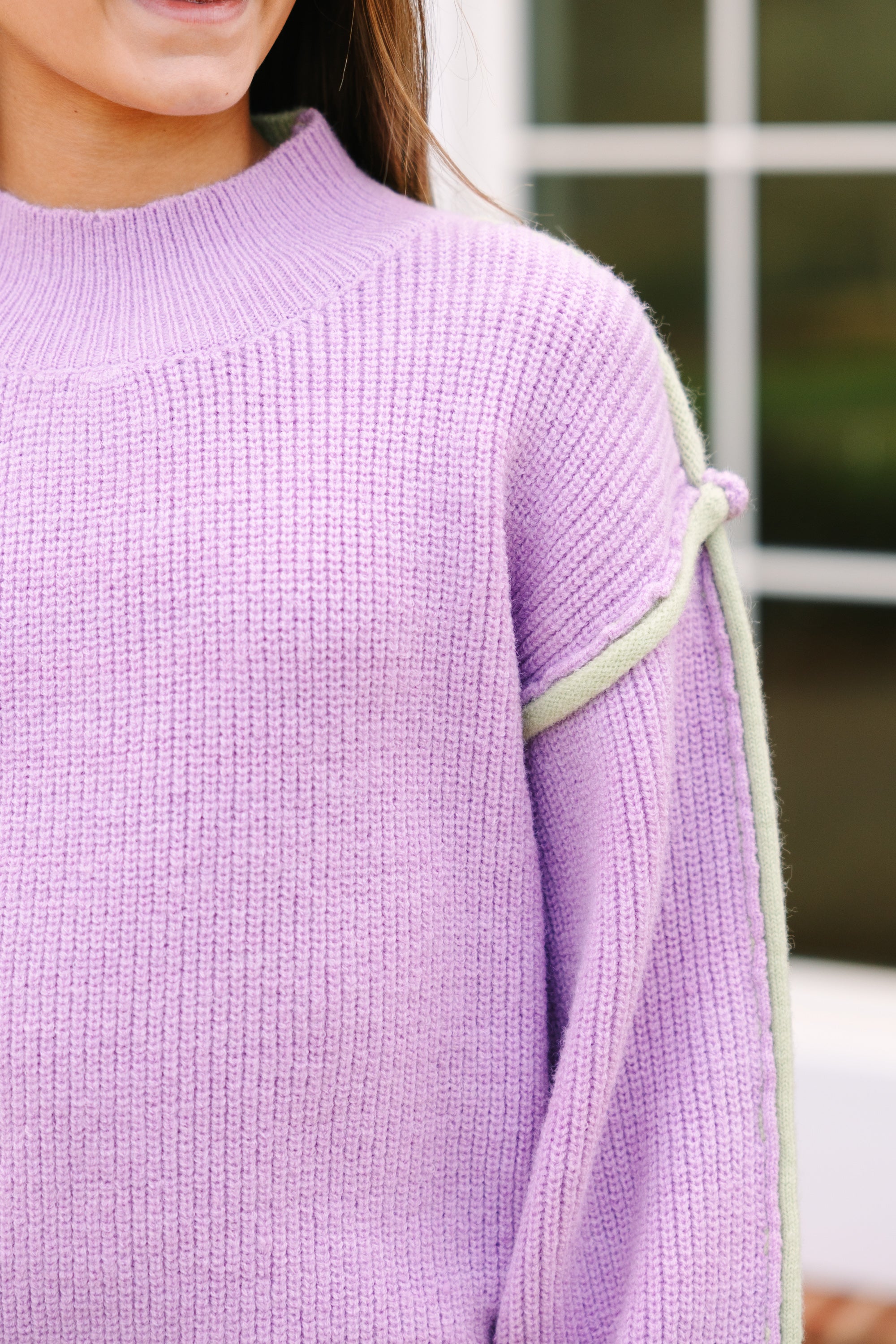Girls' Dreamy Lavender Purple Colorblock Sweater