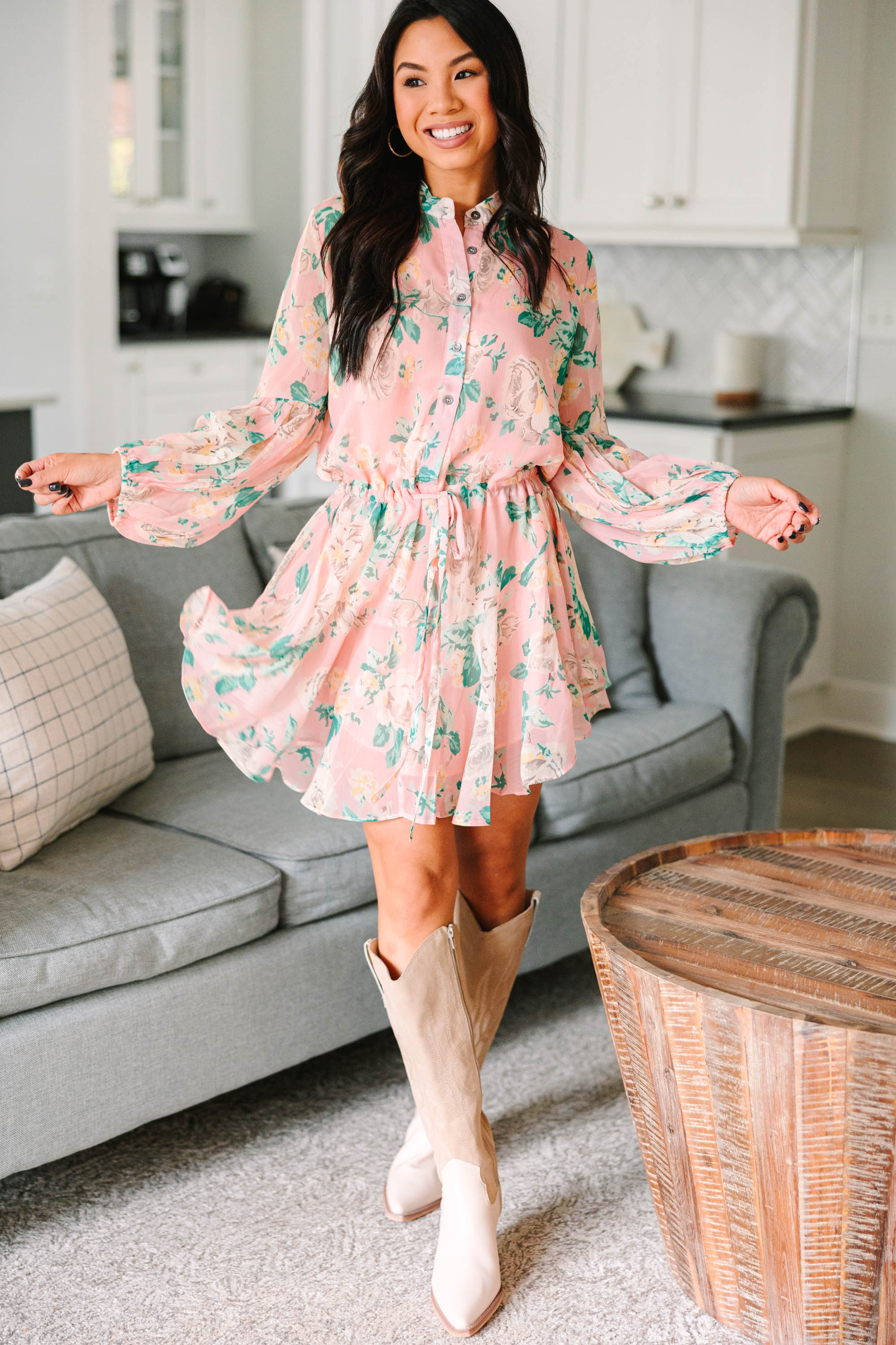 Enchanting Pink Floral Dress - Feel Special Every Wear!