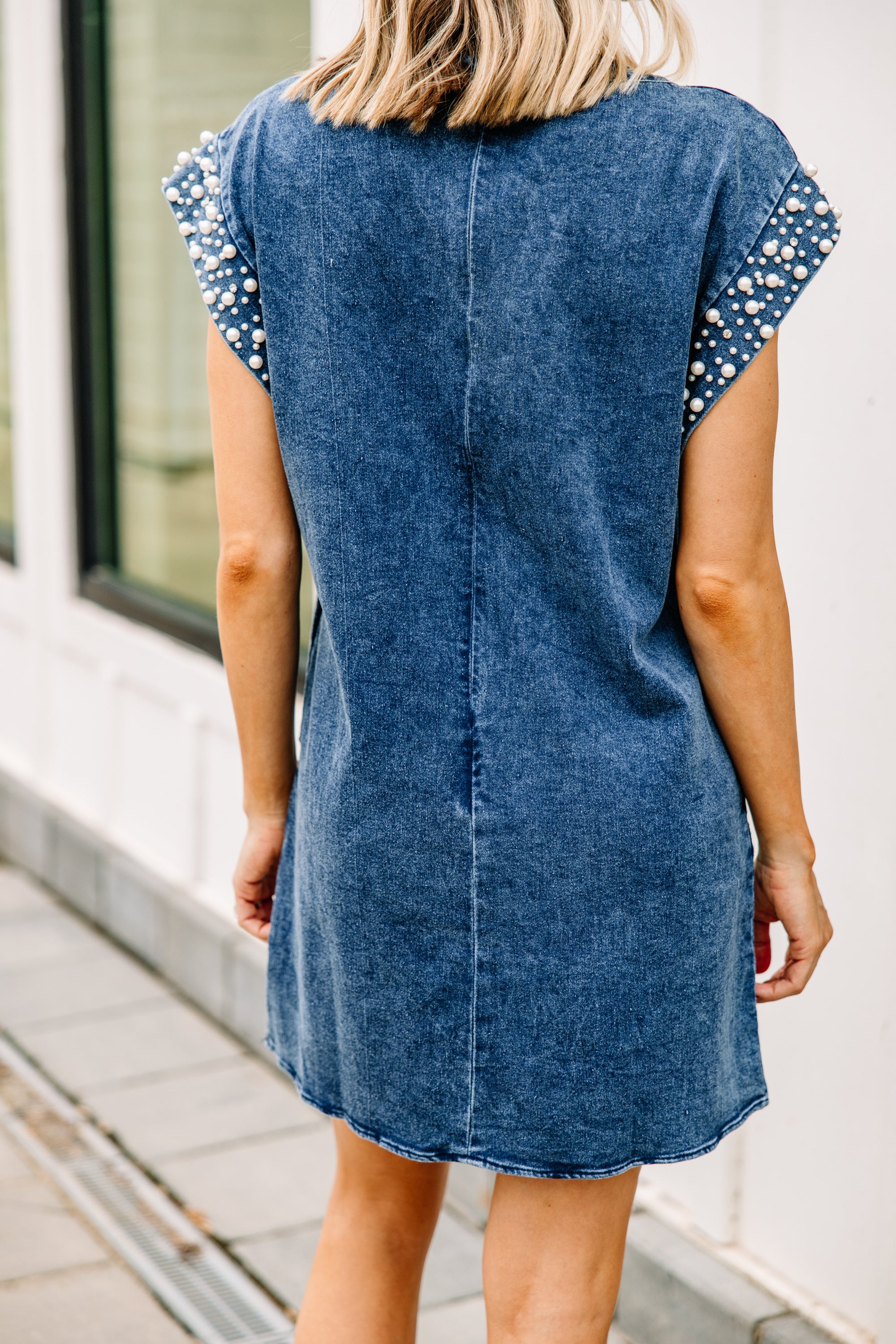 Be Bold: Stunning Dark Denim Embellished Dress