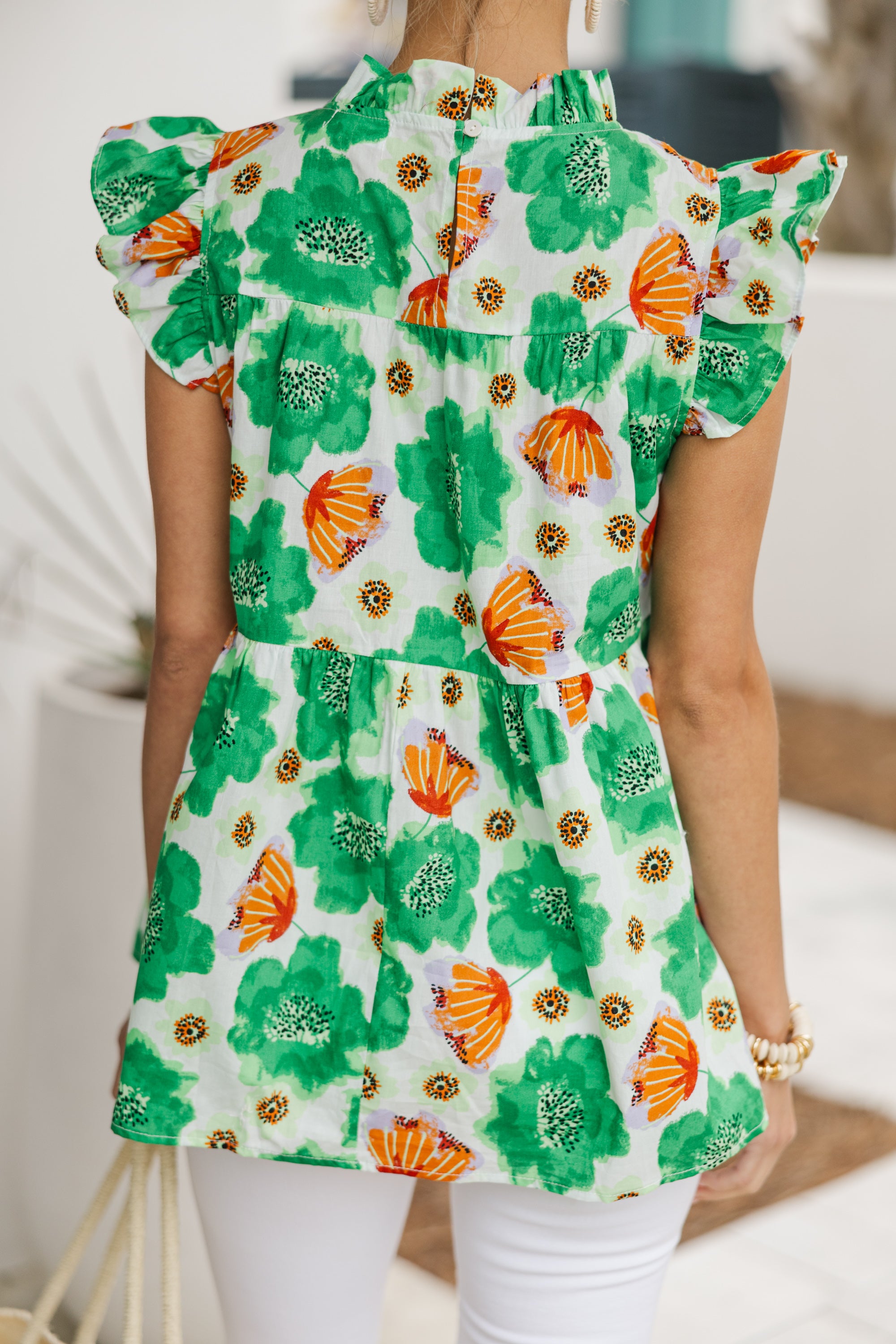 Charming Green Floral Blouse: Seize Good Opportunities