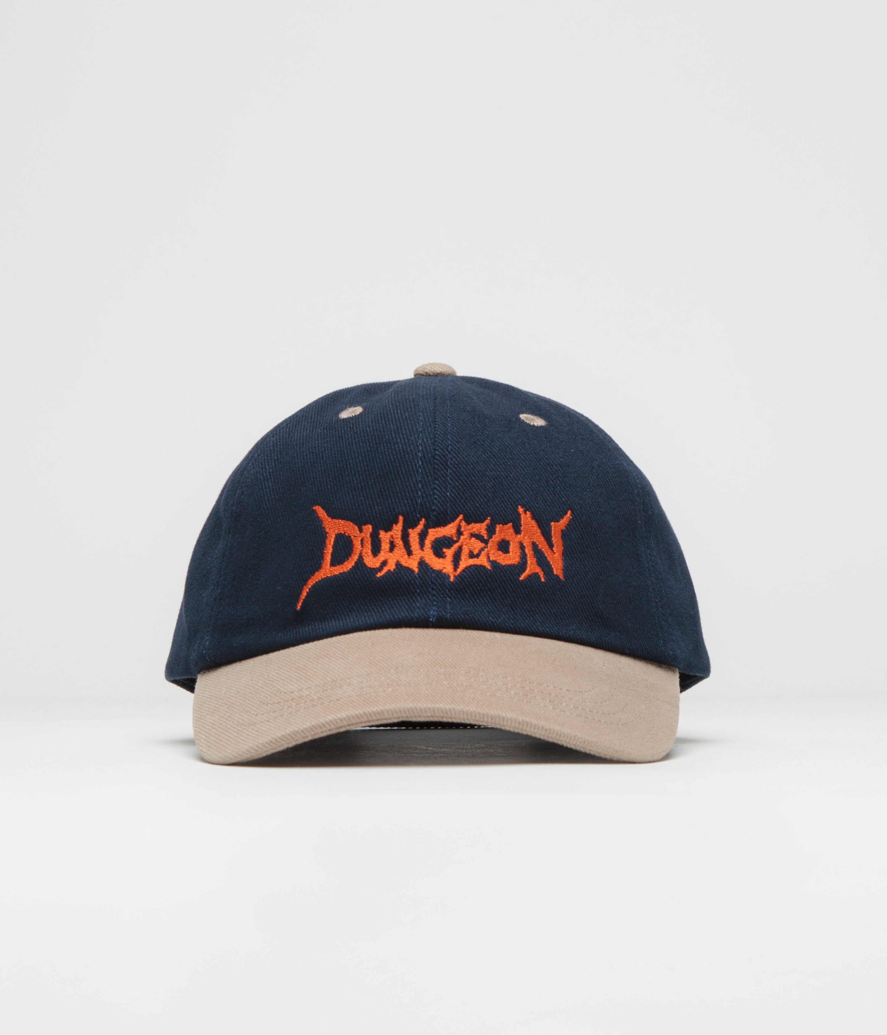 Dungeon Navy Taupe & Neon Orange Embroidered Logo Cap - A Must-Have!