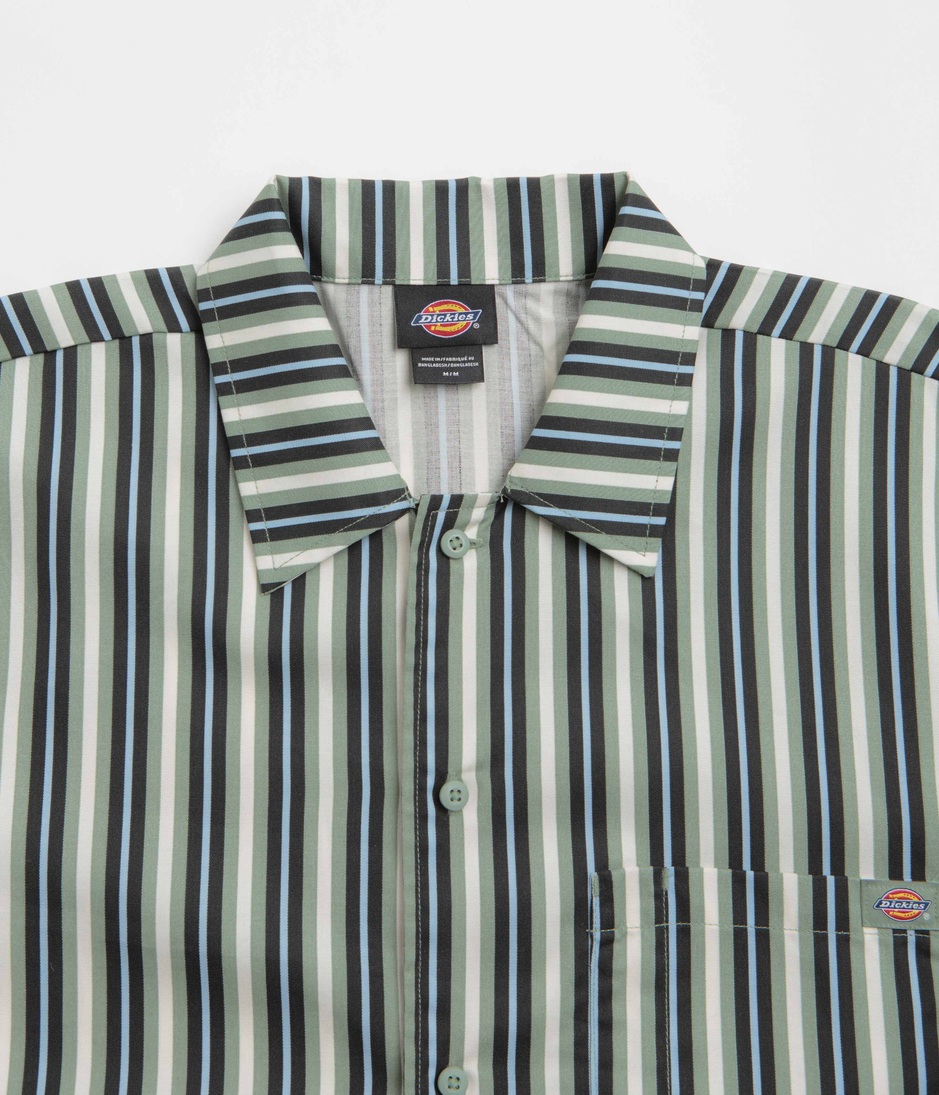 Dickies Iceberg Green Multi - Stripe Work Short Sleeve Shirt: A Must - Have!