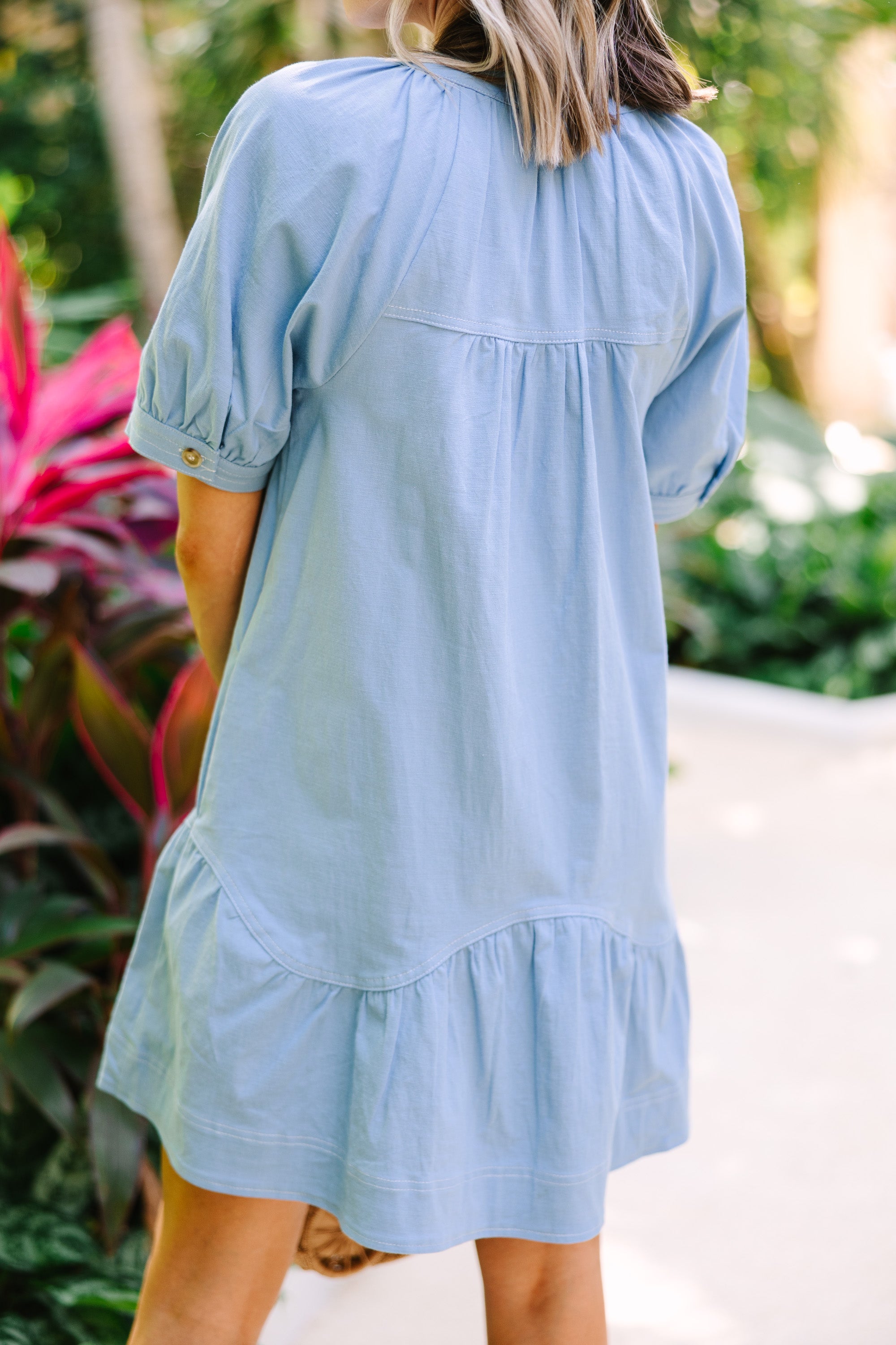 All-In-One Blue Ruffled Spring Dress