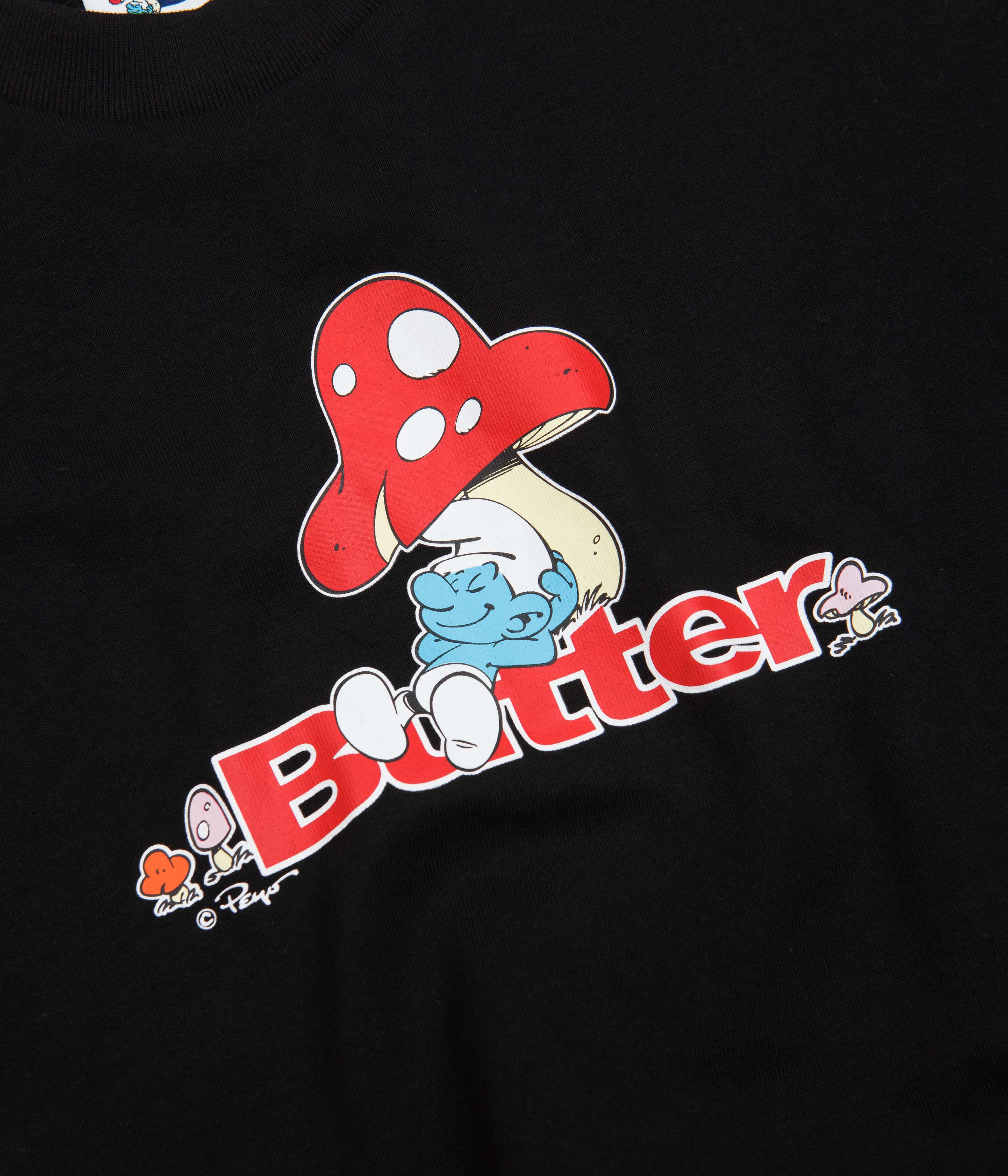 Butter Goods x The Smurfs Black Lazy Logo T-Shirt - A Must-Have!