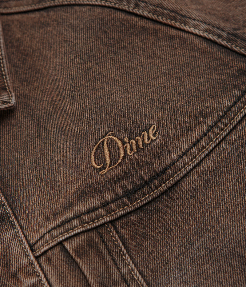 Dime Dipped Sandblasted Brown Denim Jacket - A Fashion Statement