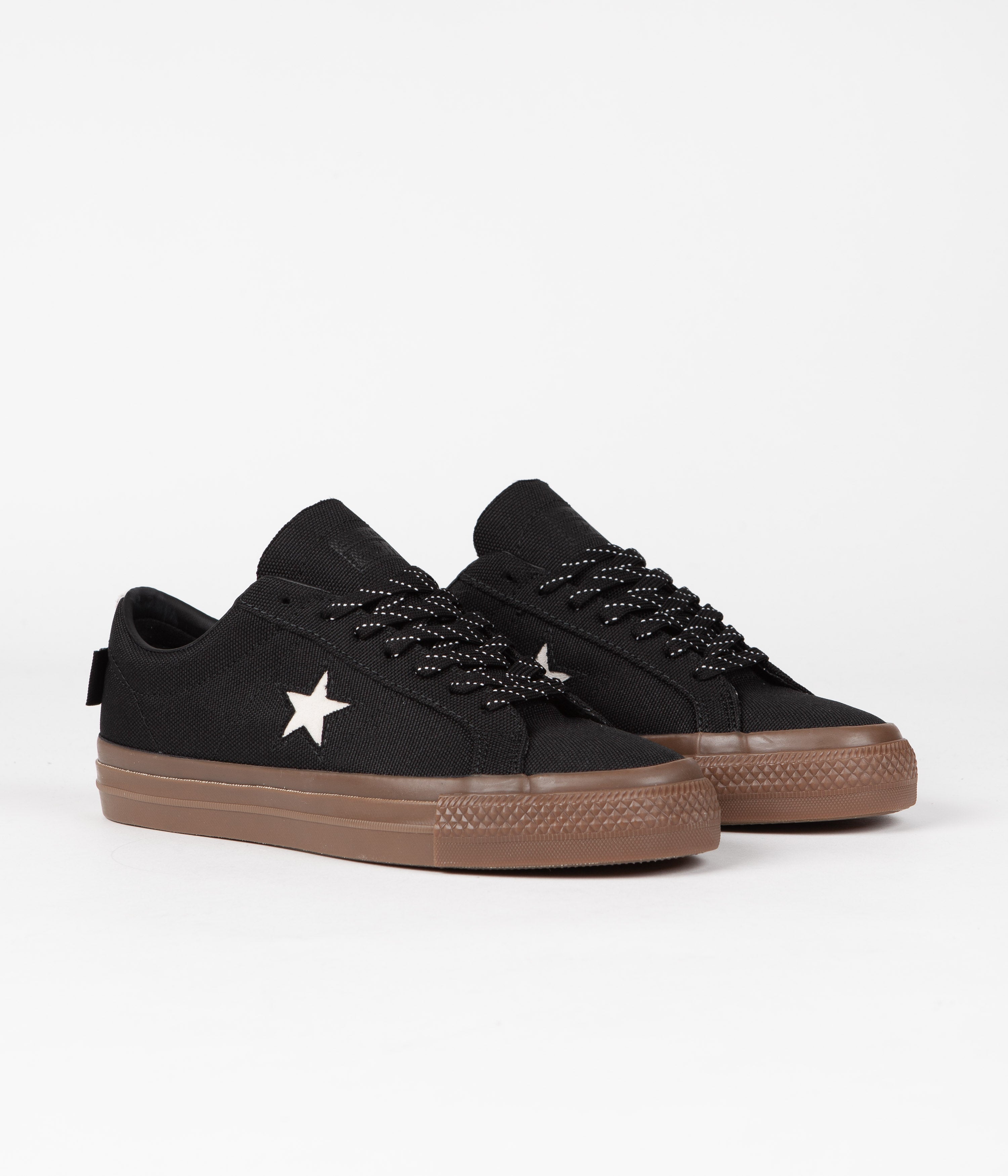 Converse One Star Pro Cordura Canvas Ox Shoes - Stunning Black, White & Dark Gum Combo