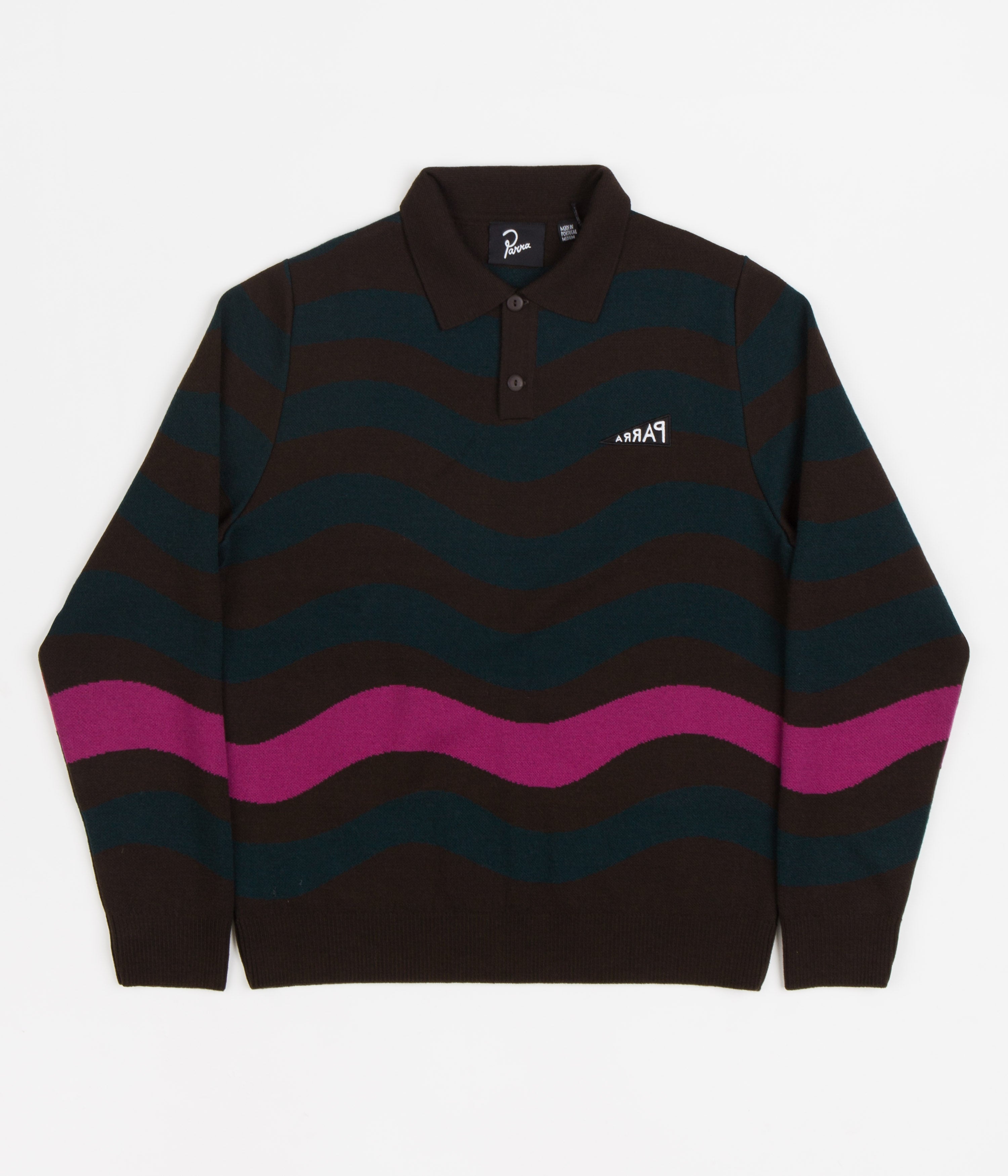 by Parra's One-of-a-Kind Weird Wave Knitted Sweatshirt in Chocolate - Grab Yours Now!