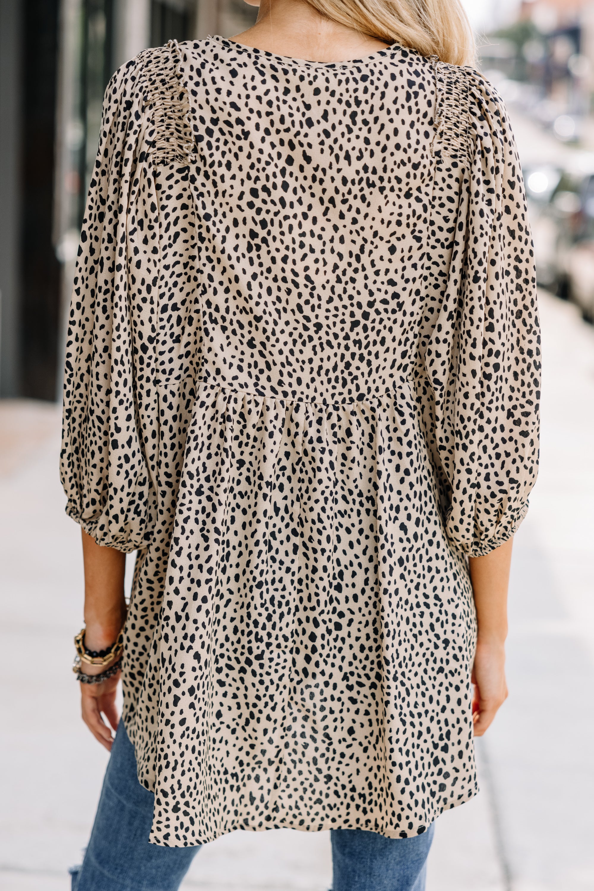 Feeling Wild: Latte Brown Spotted Chic Tunic