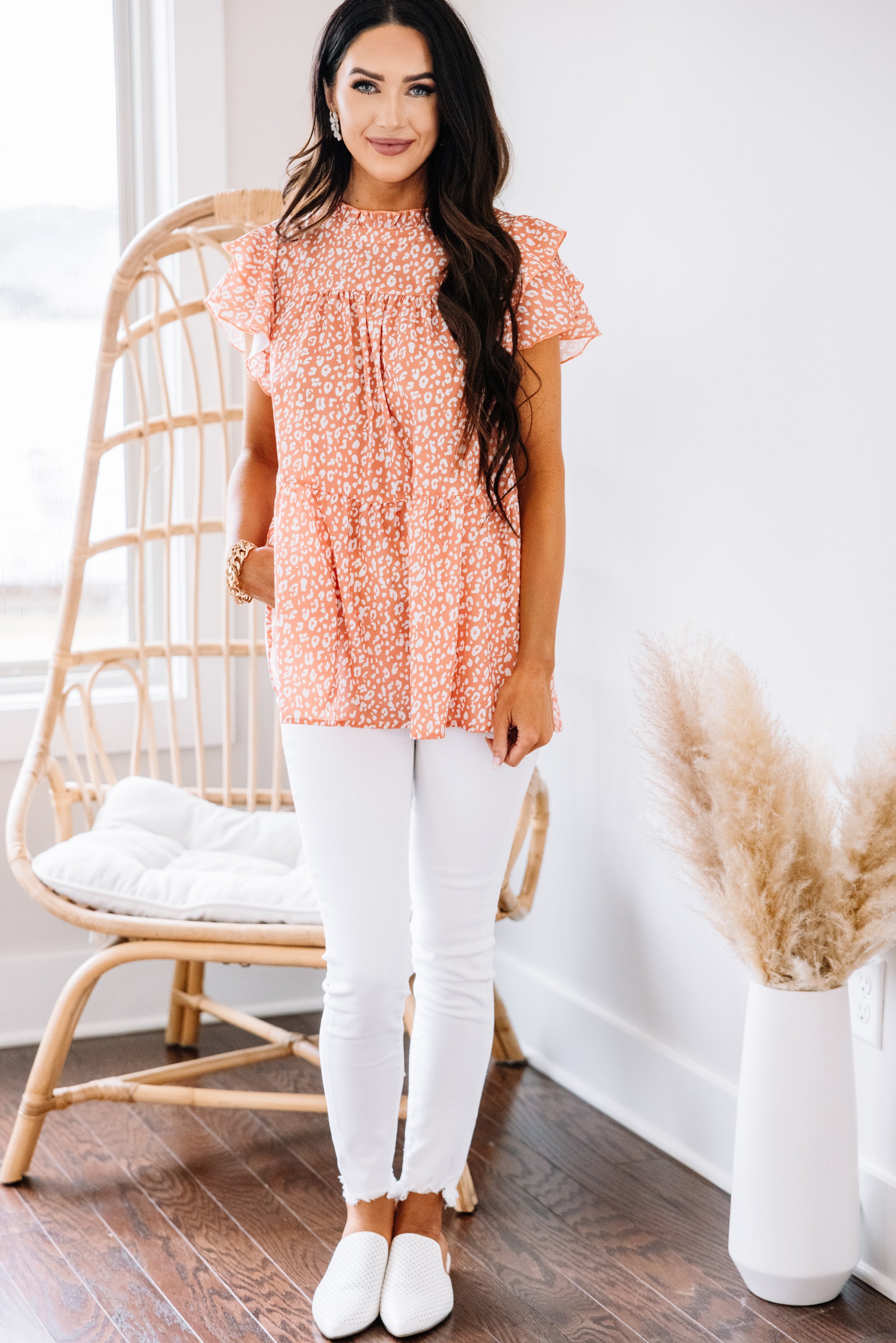 Unleash Your Style: Sunset Orange Leopard Print Top