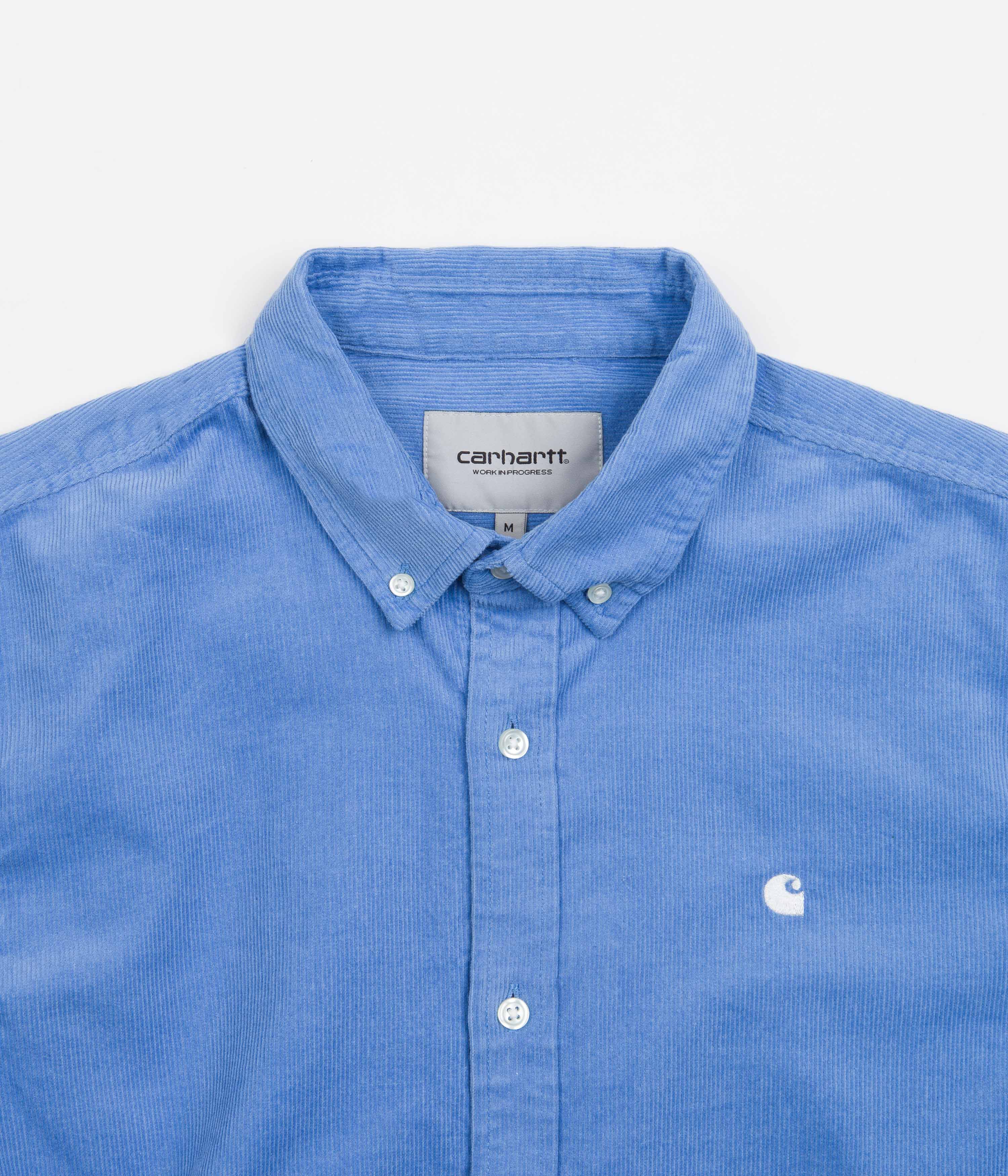 Carhartt Madison Fine Cord Shirt - Stunning Piscine & White