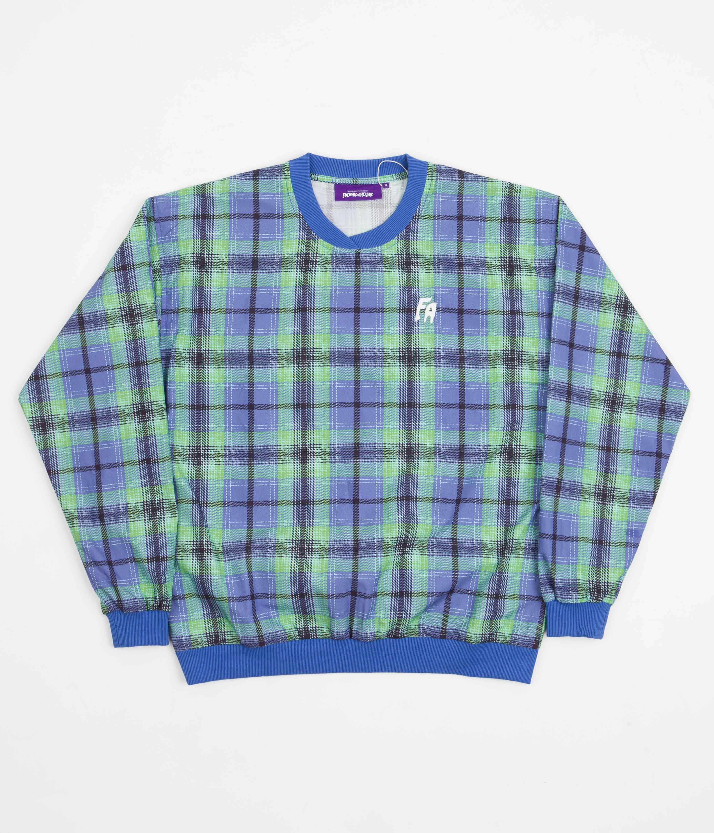 Fucking Awesome Blue Flannel Print Windbreaker Sweatshirt - A Must - Have!