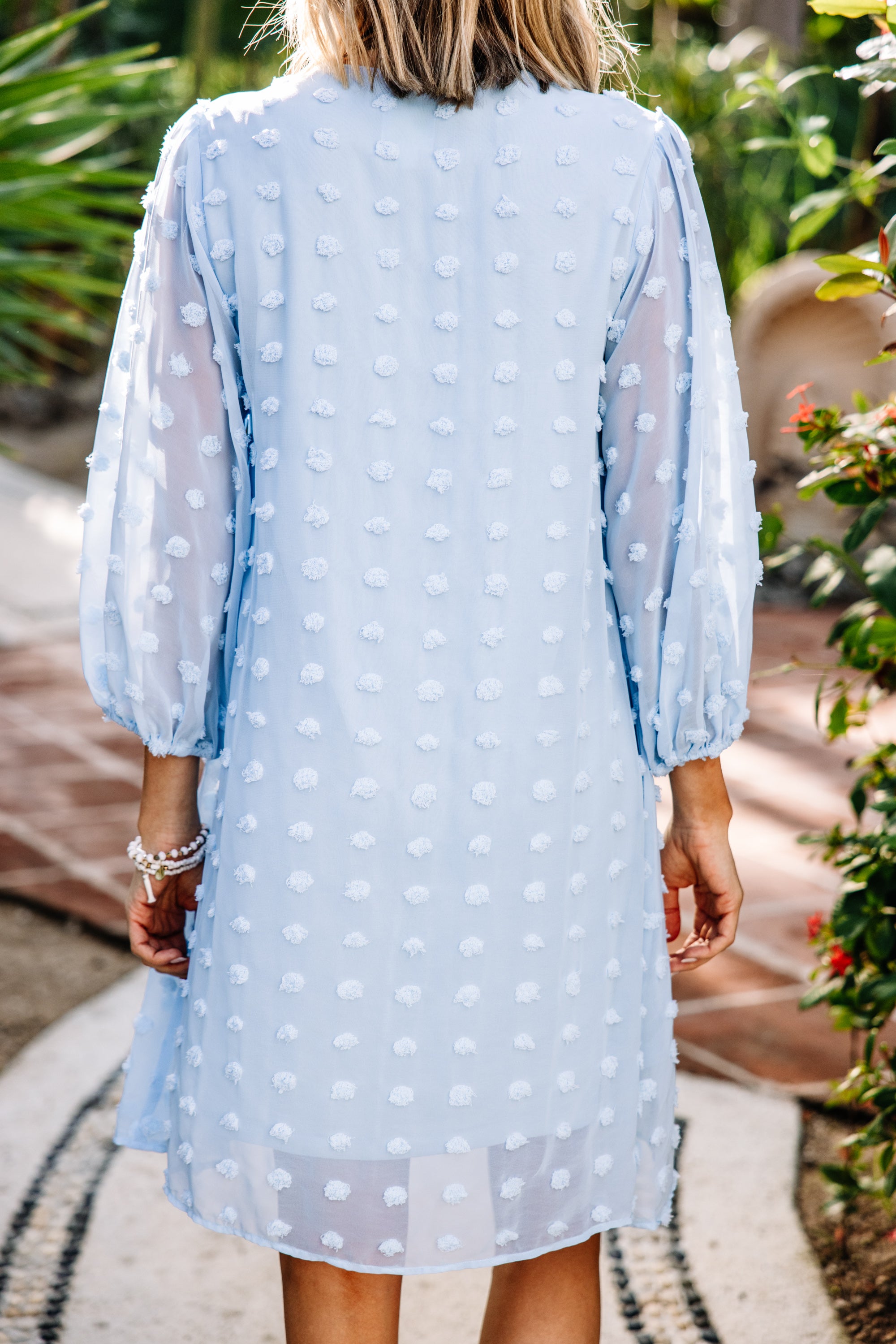 Stunning Sky Blue Swiss Dot Shift Dress - A Must - Have for Brides!