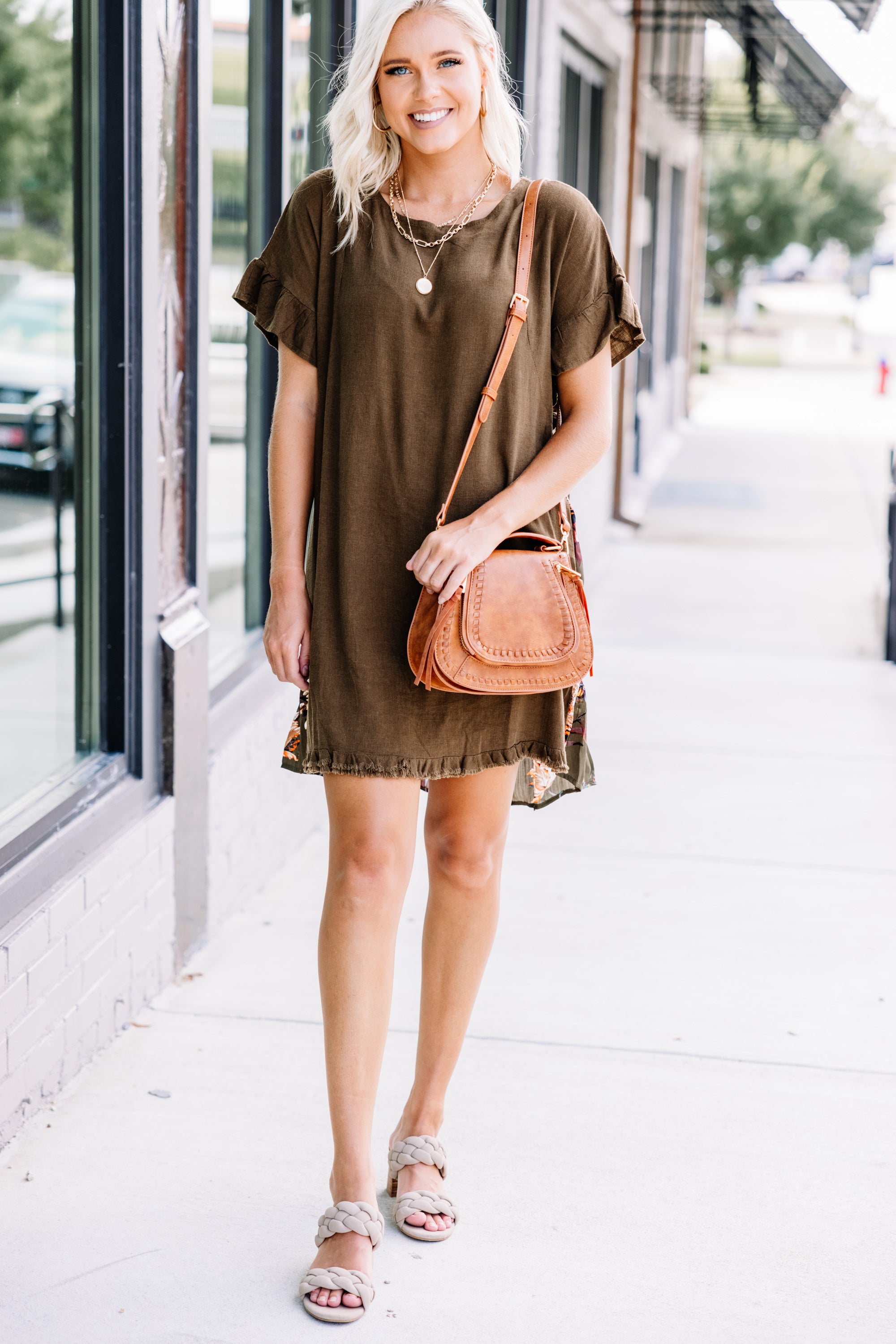 Irresistible Olive Green Floral Dress - A Must-Have!