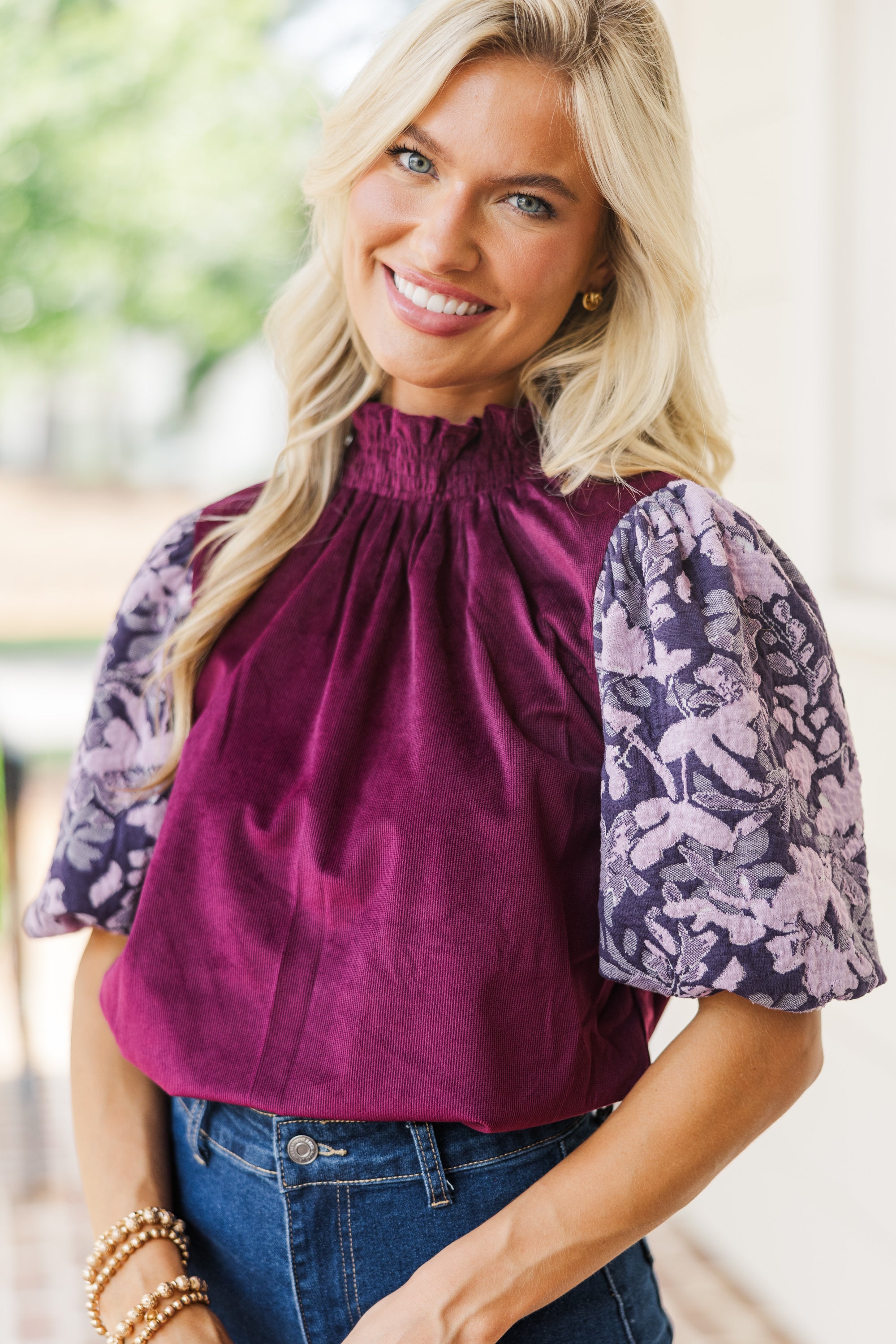 Indulge in the Best Wine Red Corduroy Blouse