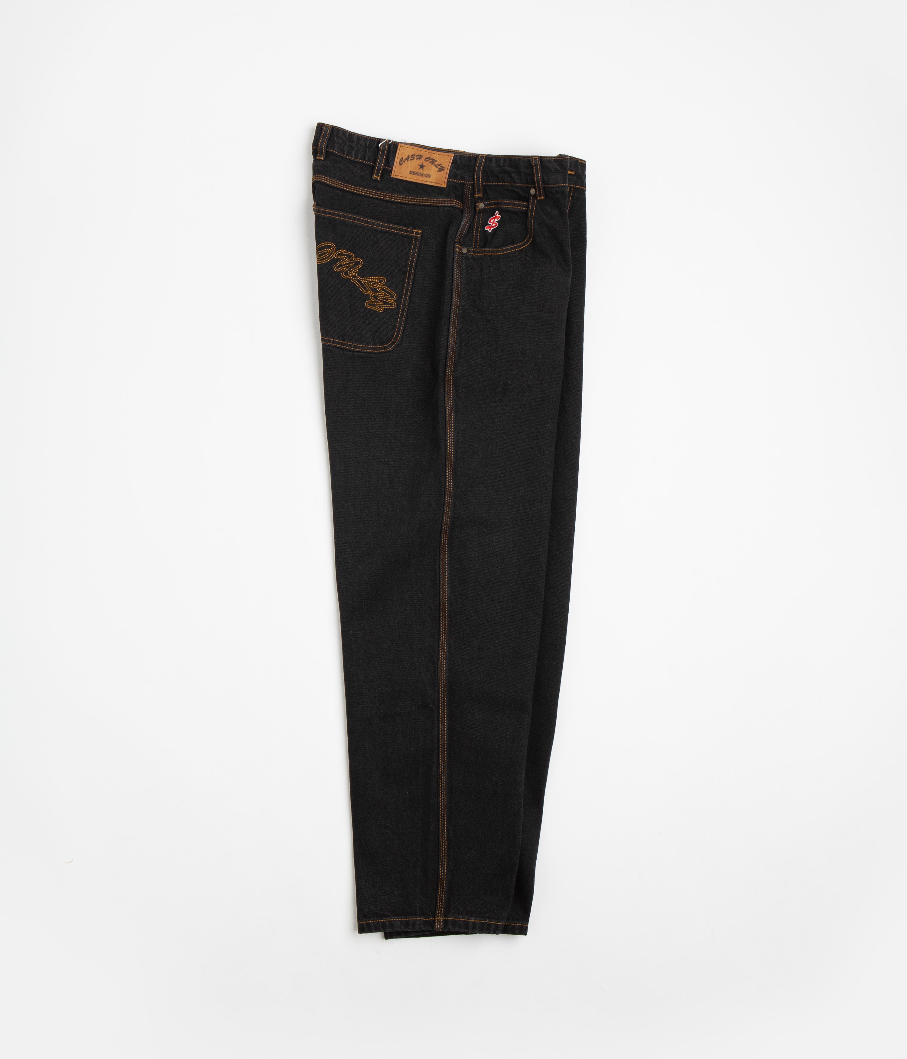 Cash Only Washed Black Logo Baggy Jeans - Urban Style Essential