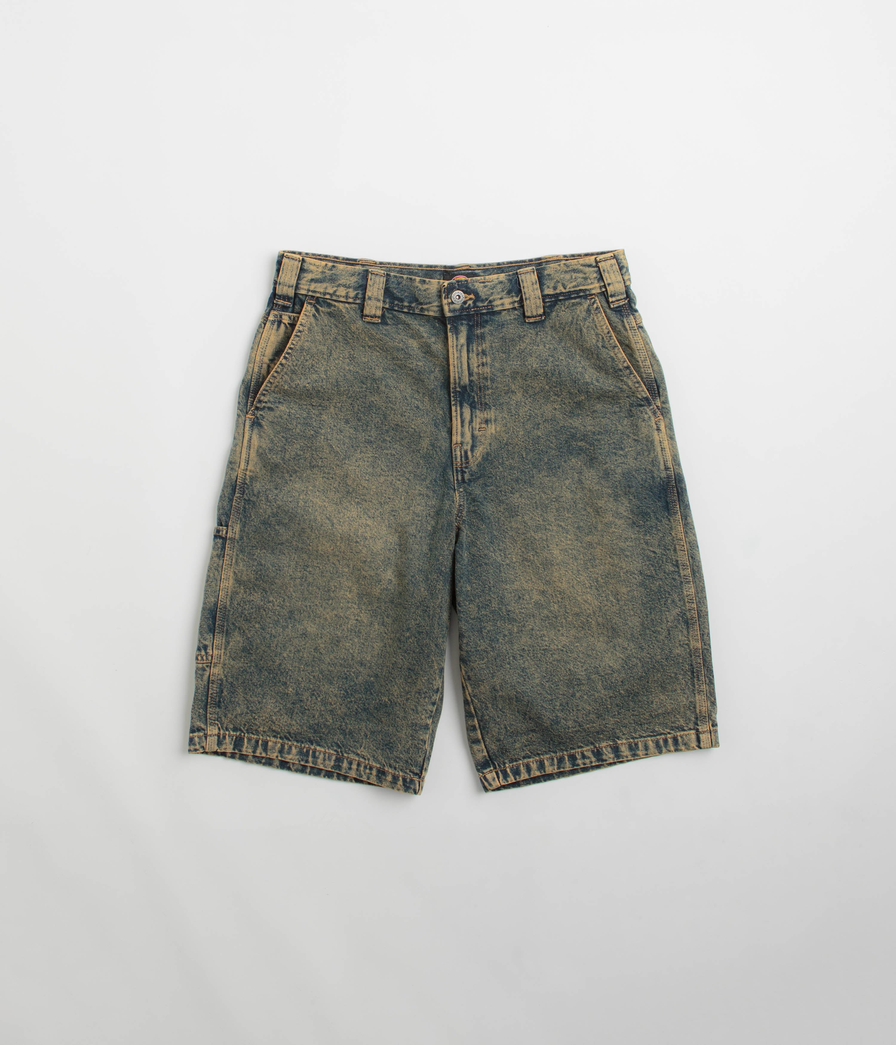 Dickies Madison Denim Shorts - Stunning Yellow Fade Indigo