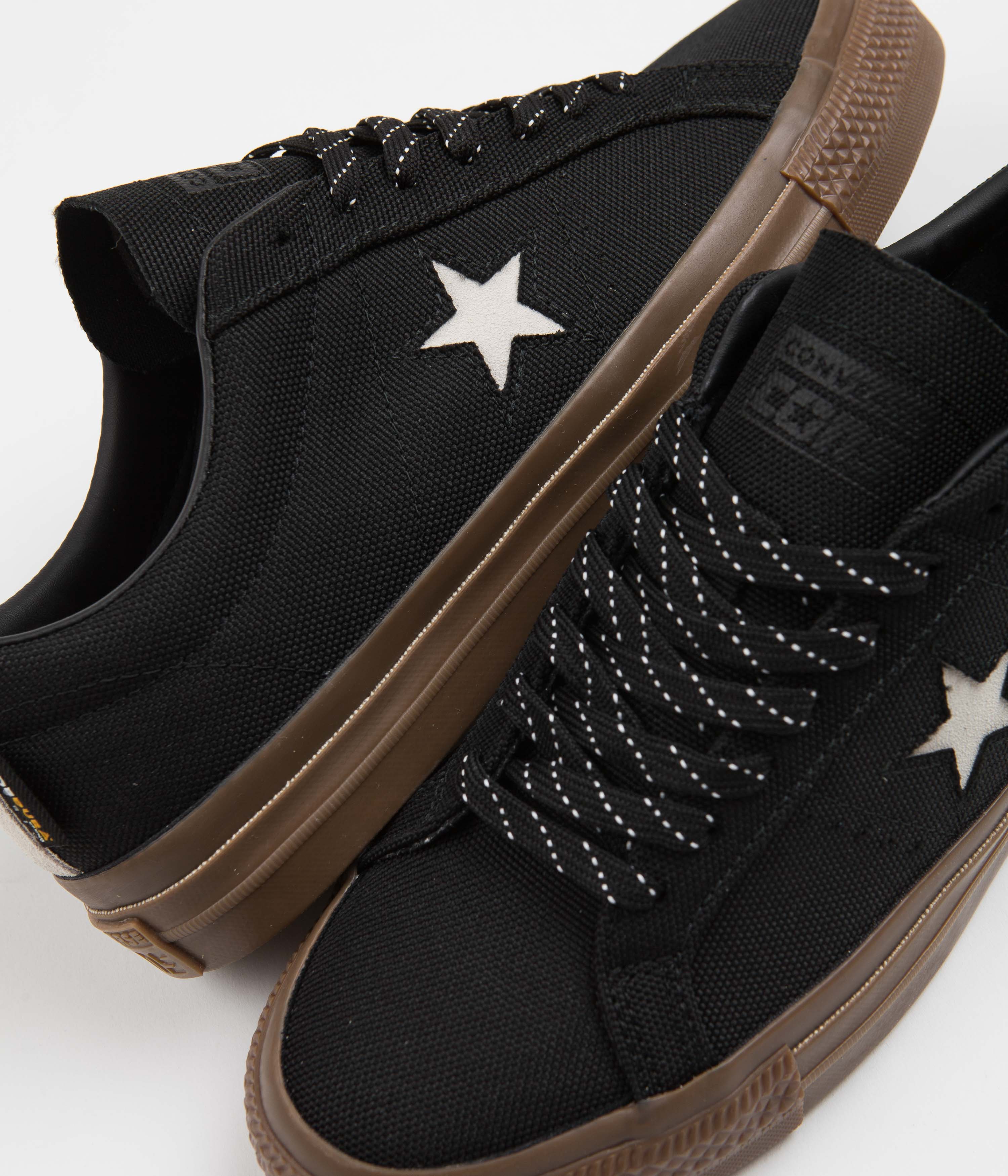 Converse One Star Pro Cordura Canvas Ox Shoes - Stunning Black, White & Dark Gum Combo