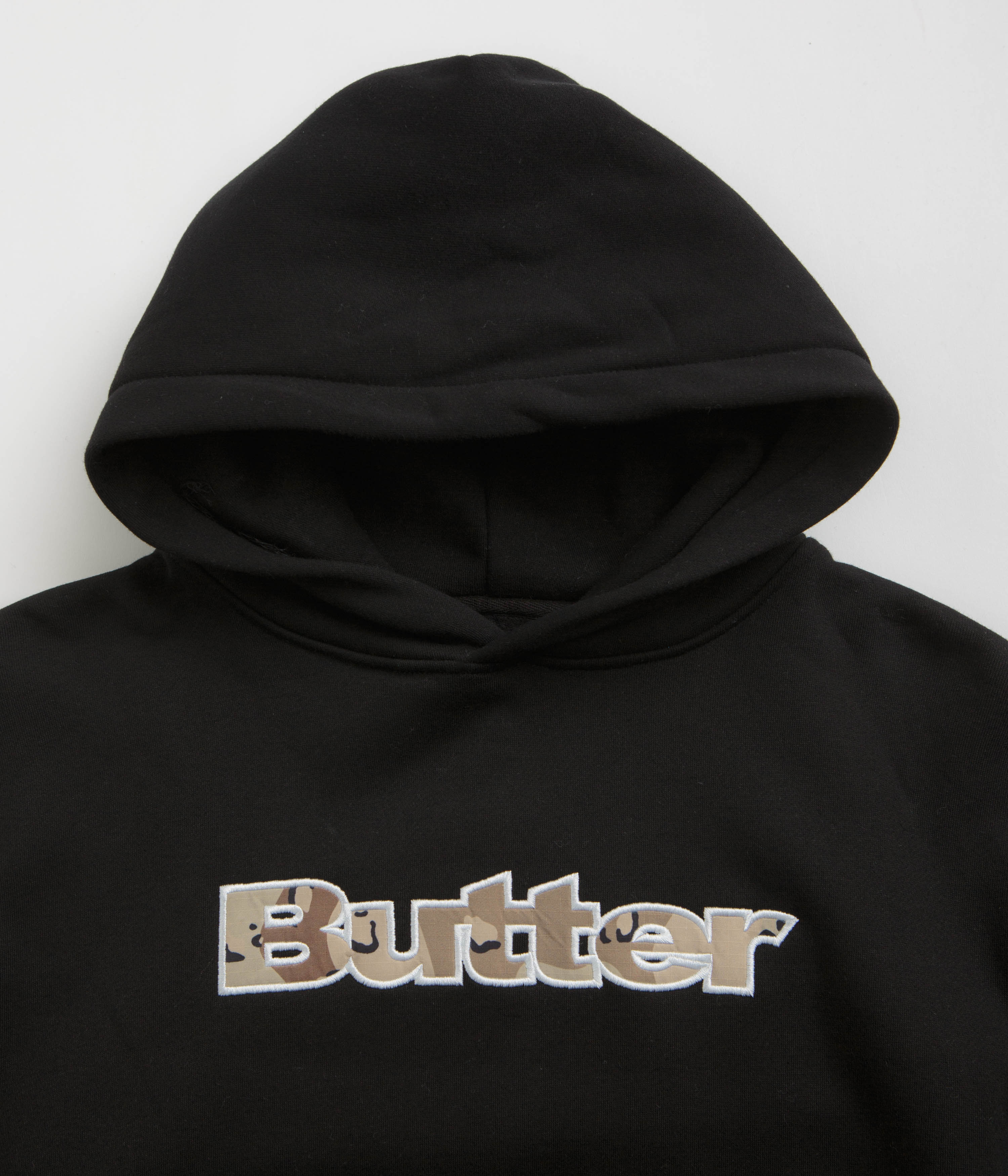 Butter Goods Black Logo Camo Applique Hoodie - A Must - Have Fashion Piece!