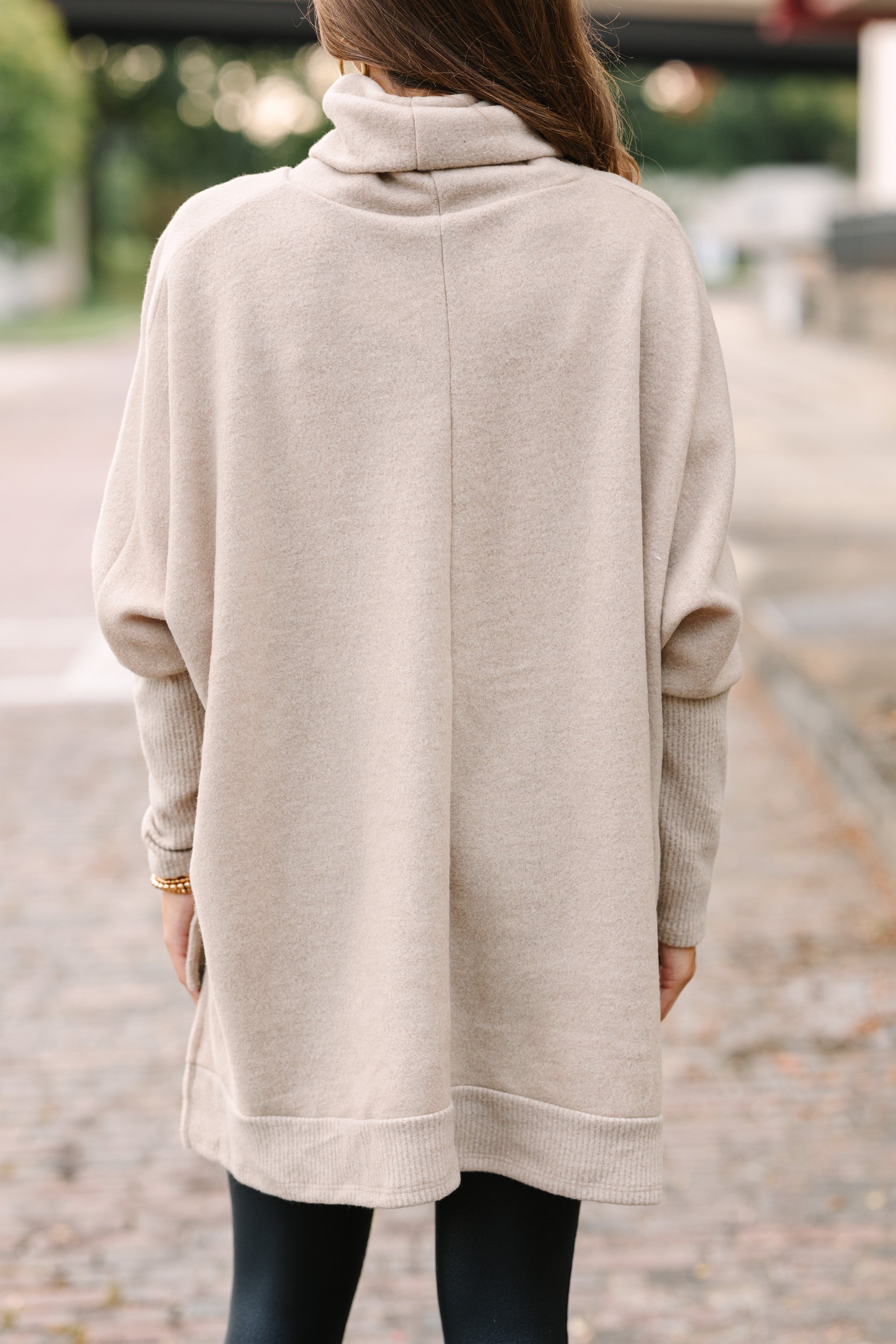 Charming Taupe Brown Cowl Neck Sweater - Feel Chipper This Fall!