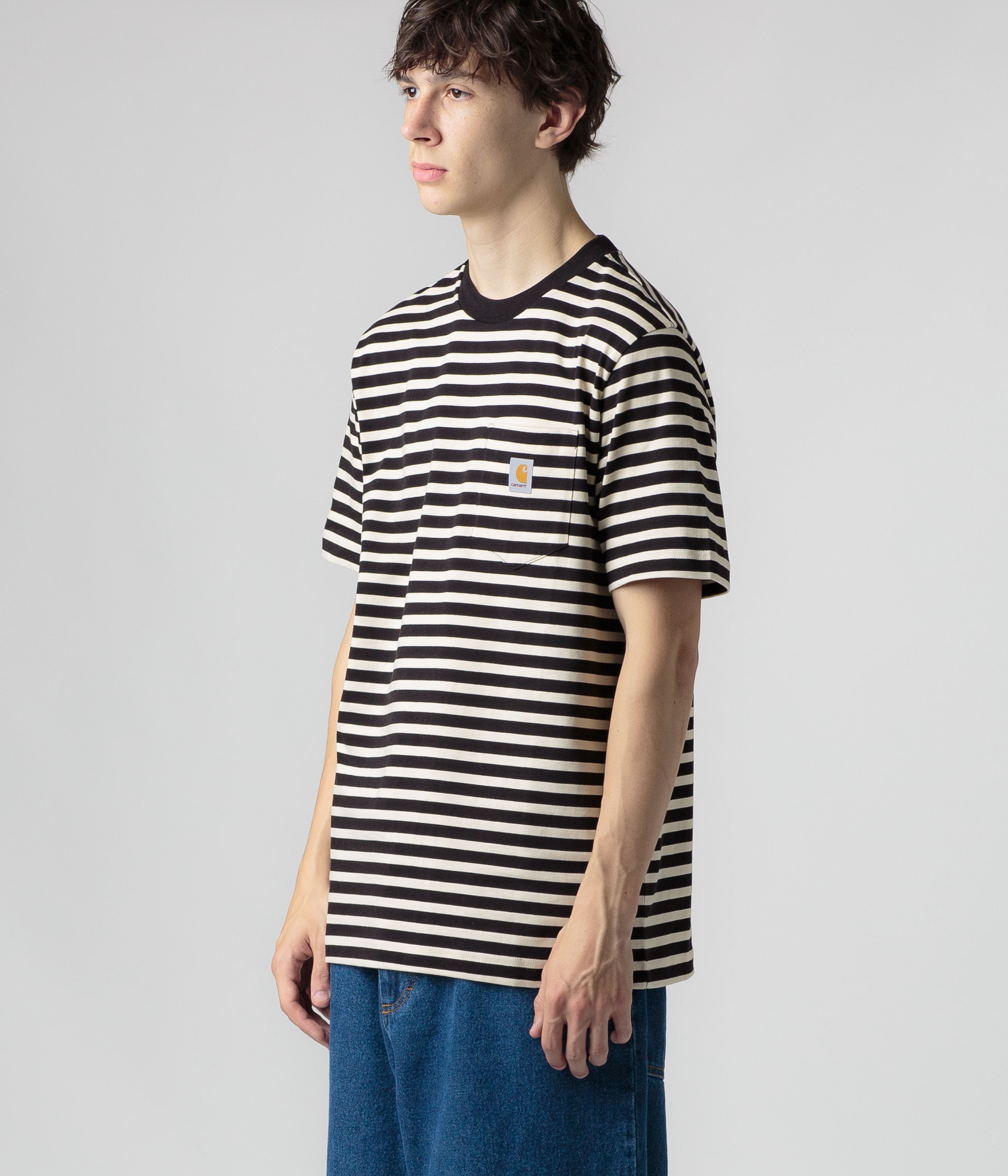 Carhartt Seidler Pocket T-Shirt - Striking Seidler Stripe, Salt & Black