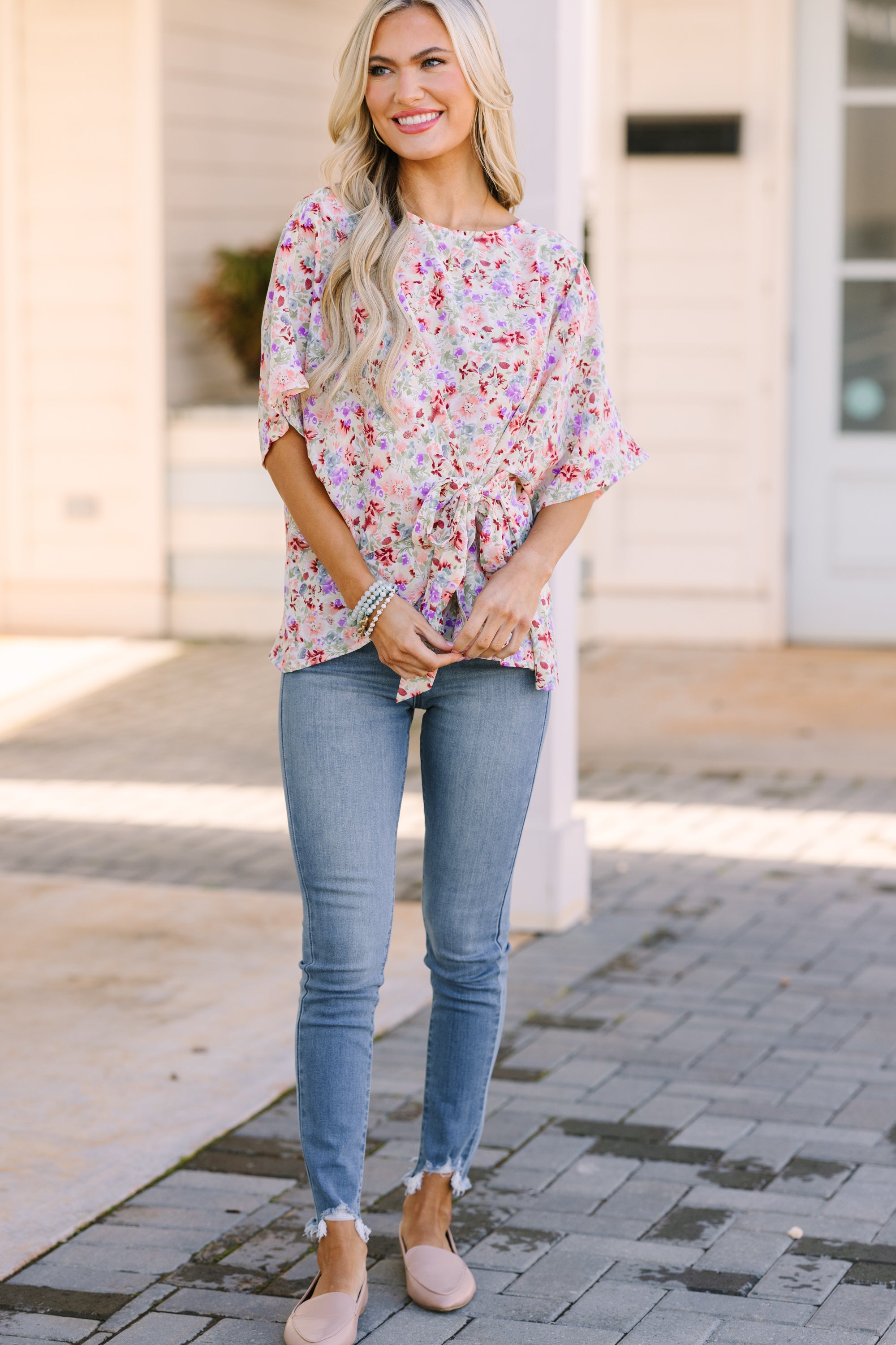 Enchanting Happy Thoughts Sage Green Floral Tied Blouse
