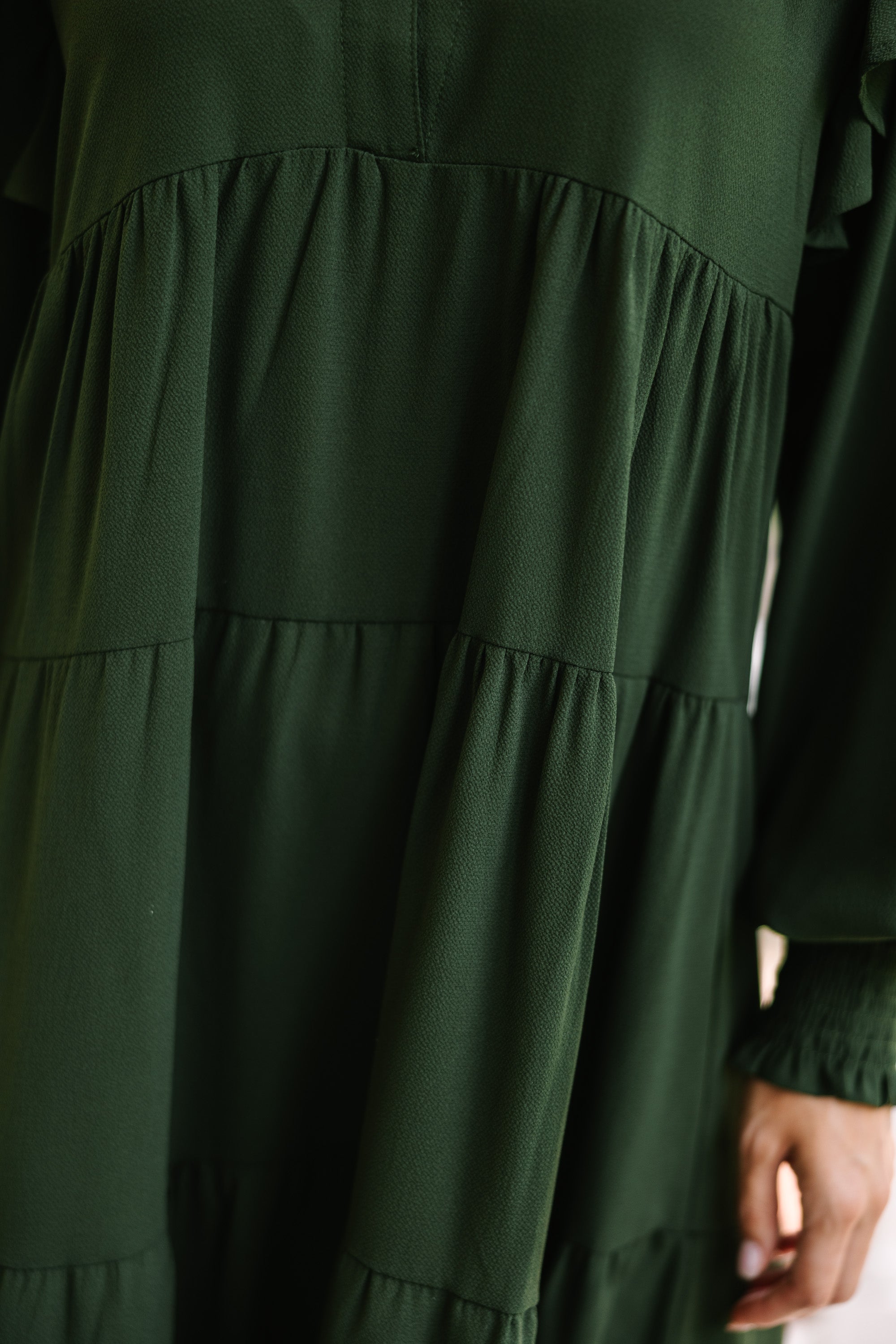 Olive Green Ruffled Midi Dress: Feel the Fun Now!