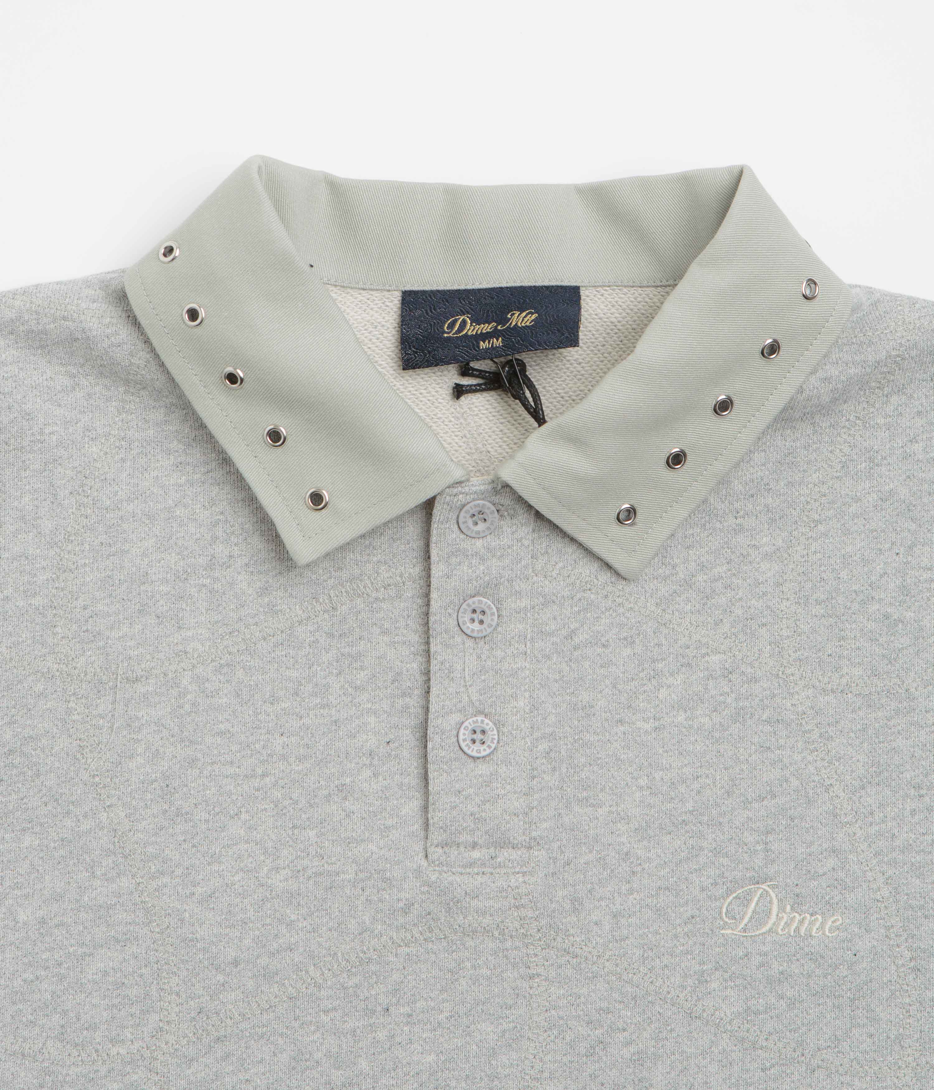 Stylish Dime Wave Rugby Shirt in Trendy Heather Grey
