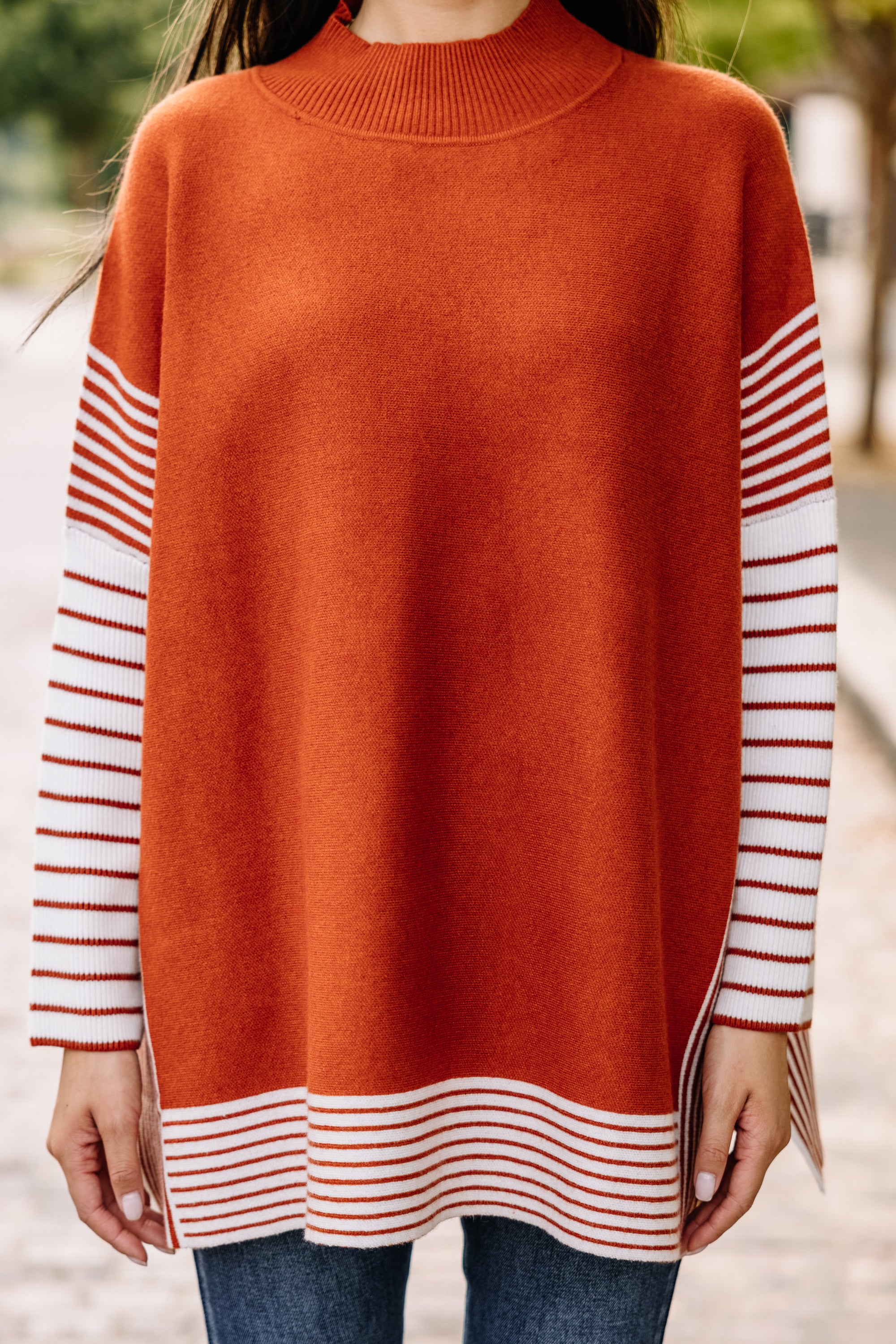 Gorgeous Rust Orange Striped All-In Tunic - A Must-Have!
