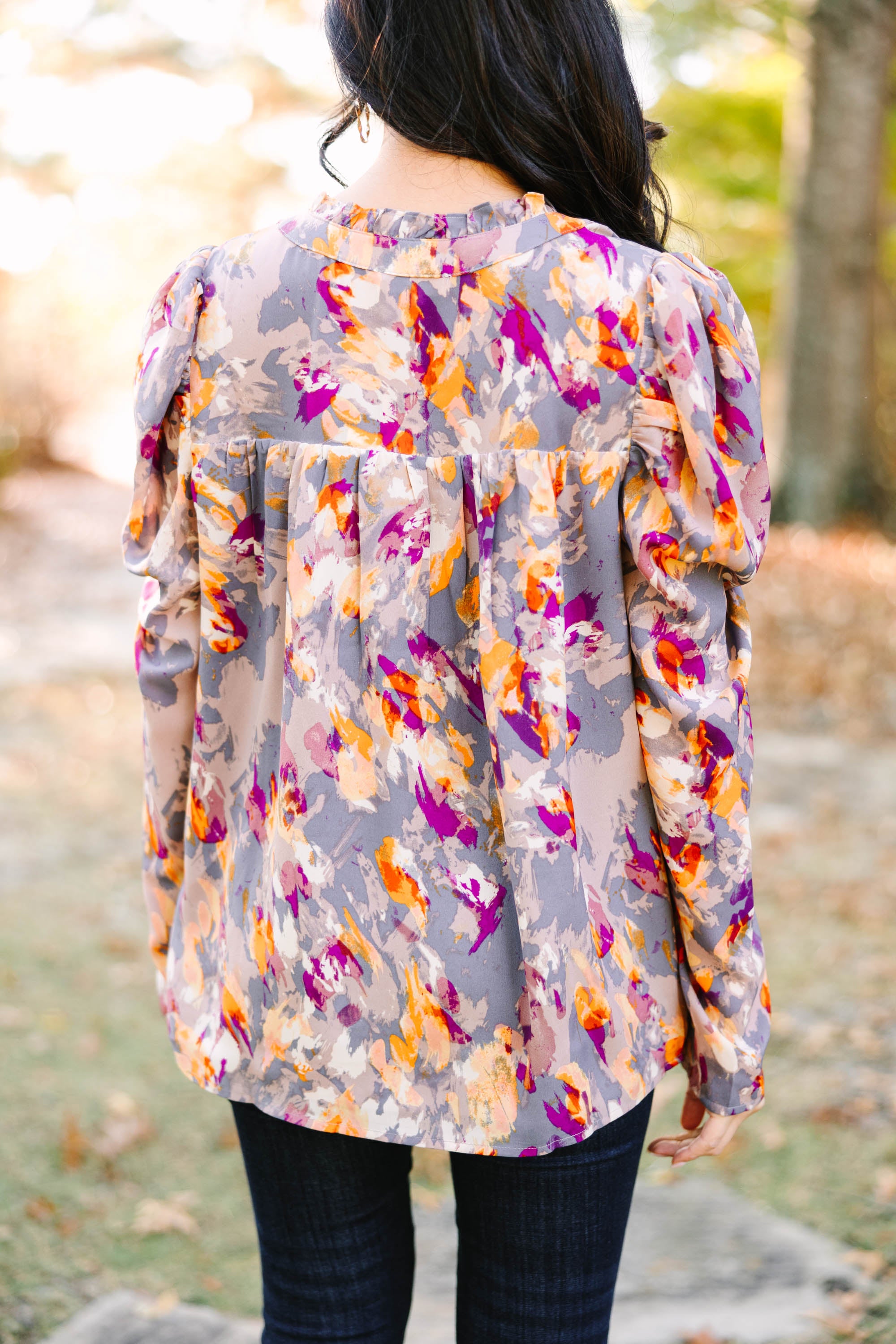 Stylish All-In-Order Gray Abstract Blouse - A Must-Have!