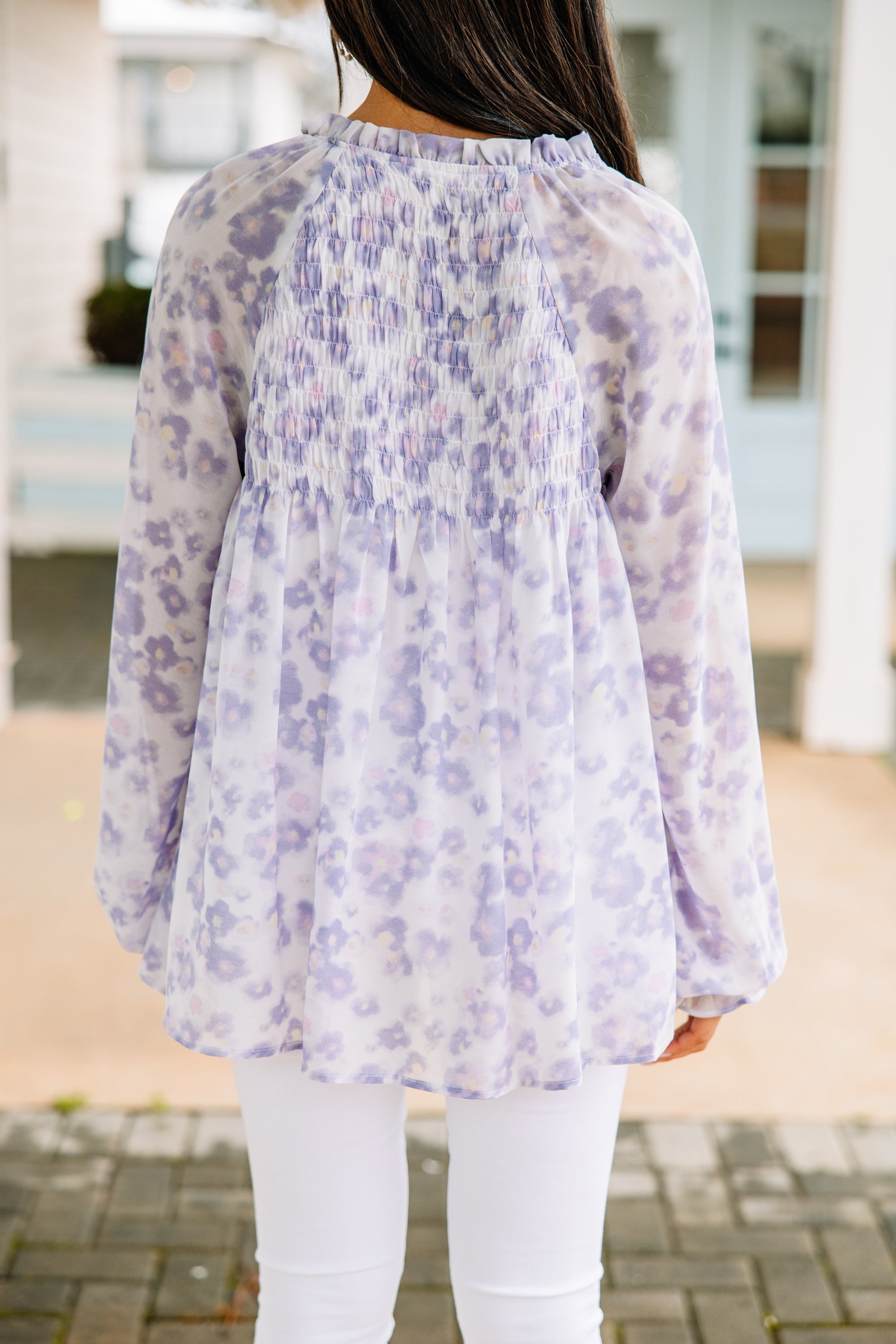Enchanting All My Life Purple Orchid Floral Blouse
