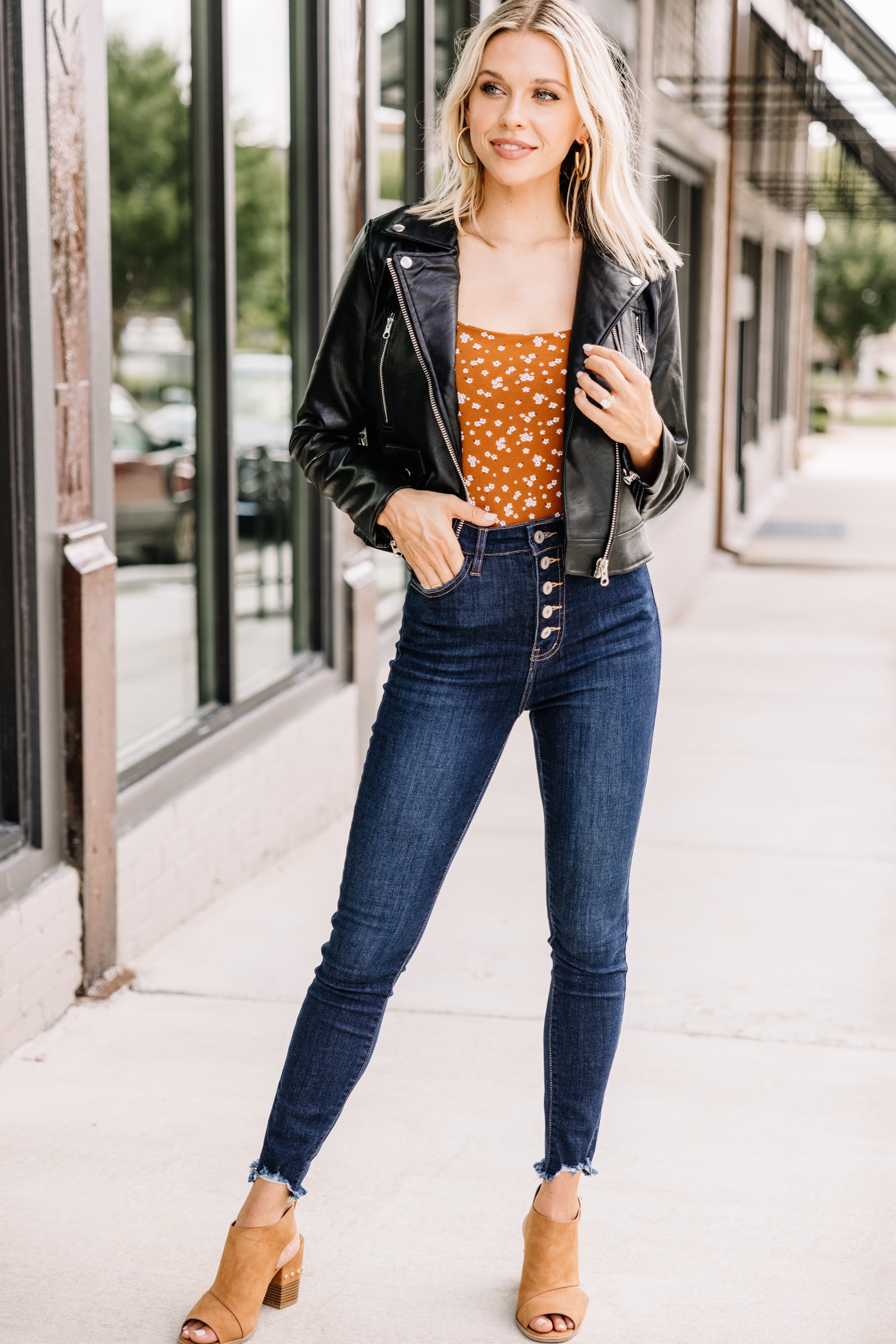 Fall-Favorite Be With Me Brown Ditsy Floral Bodysuit