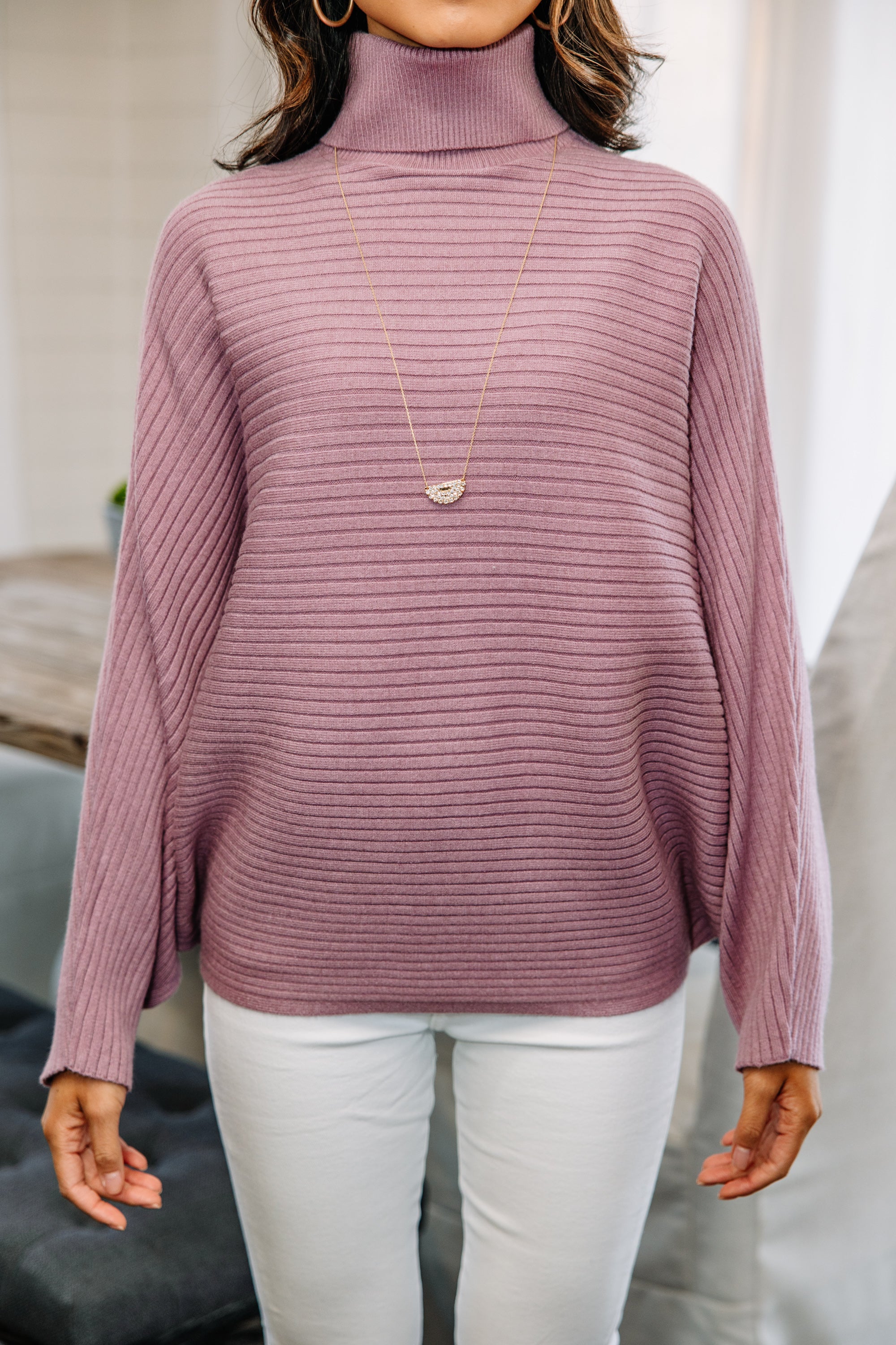Gorgeous Mauve Pink Ribbed Sweater for Your Best Look