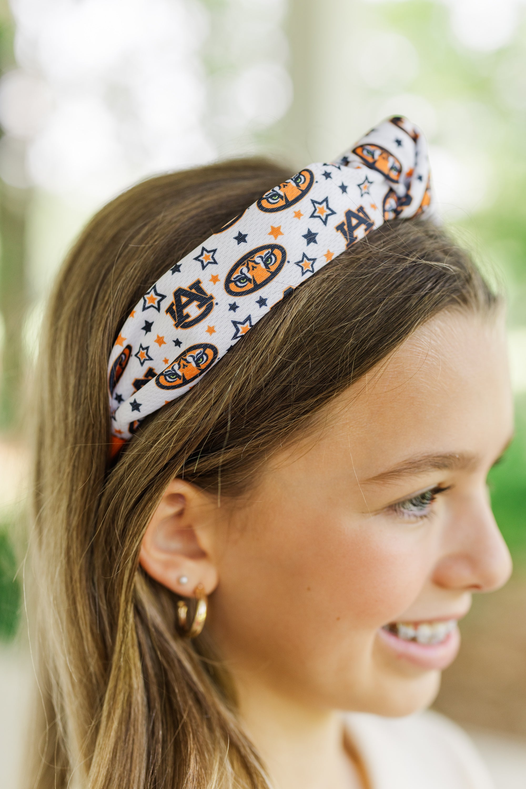 AU Orange Knotted Headband for Girls: Show Your Team Spirit!