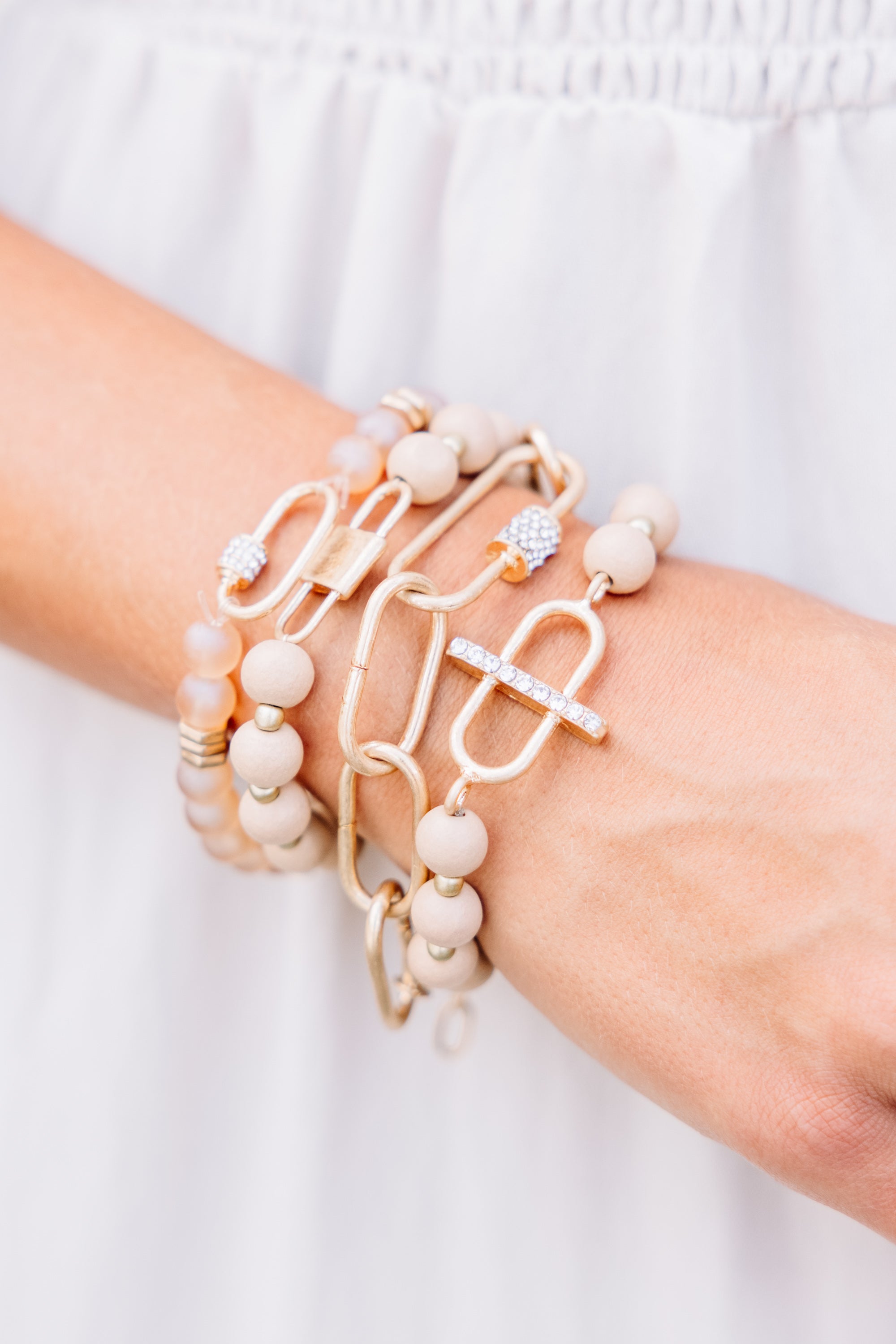 Irresistible Nude Brown Beaded Bracelet Set - Own Your Style!