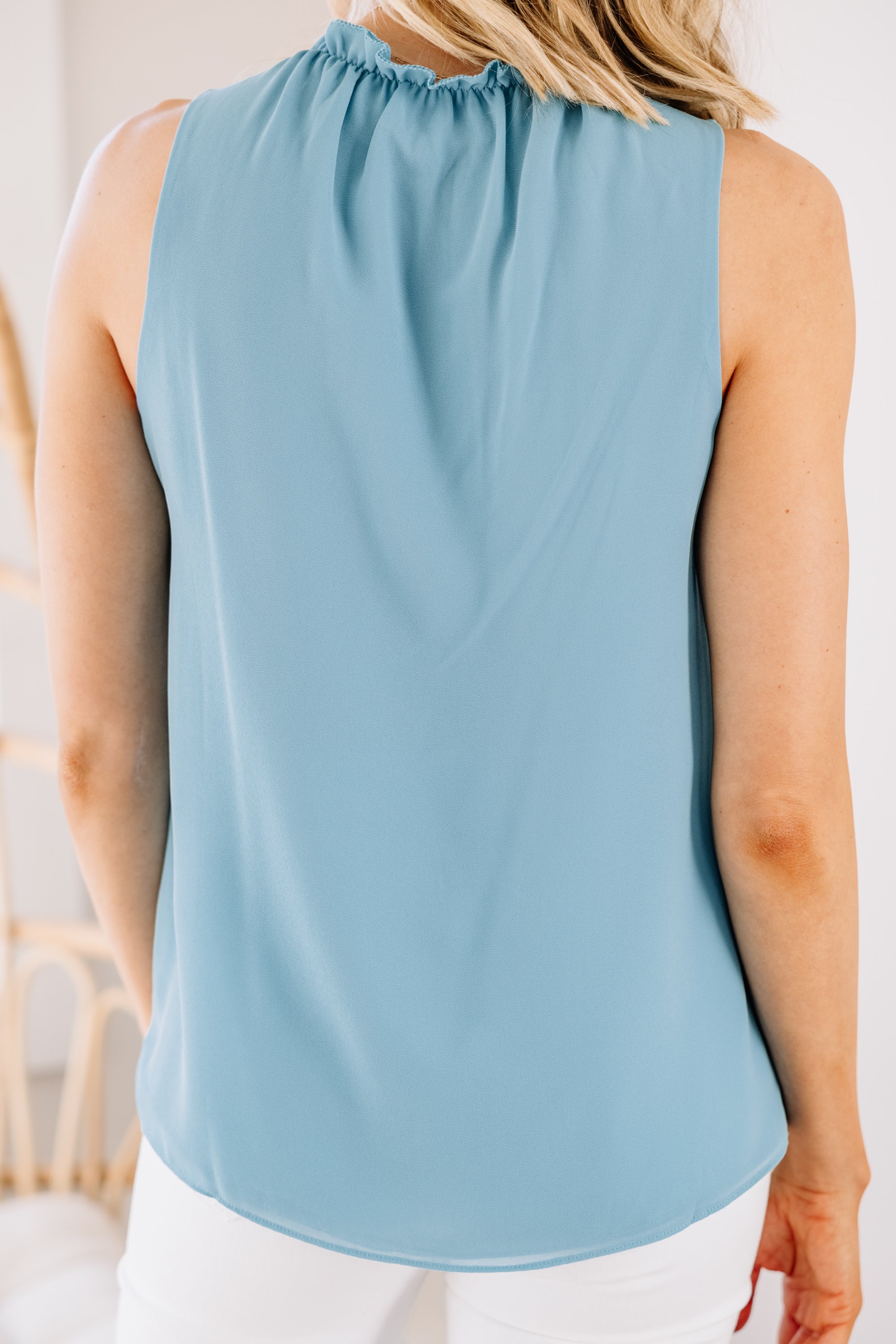 Be The One Sky Blue Elegant Ruffled Tank - A Must - Have Fashion Piece