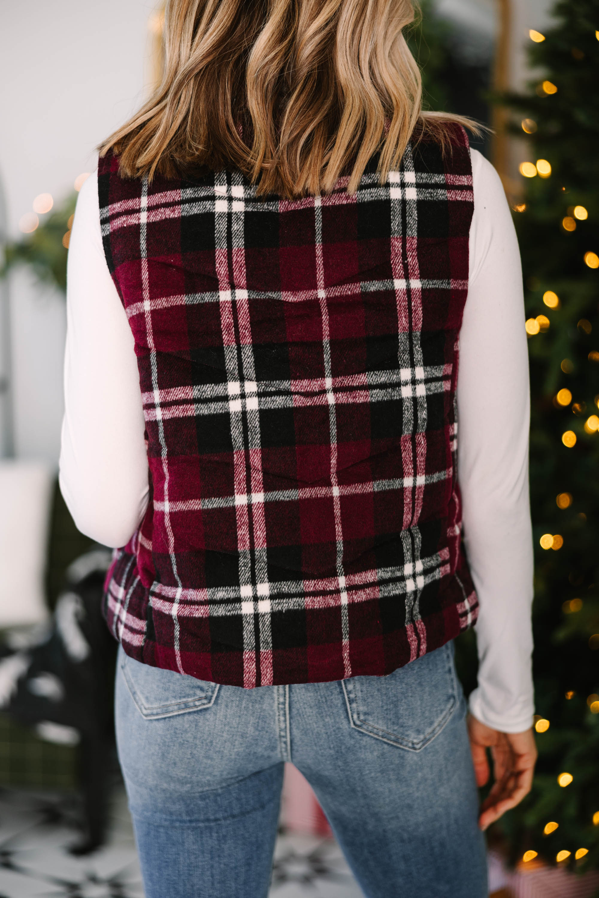 Gorgeous Wine Red Plaid Vest - A Must - Have for Fall and Winter