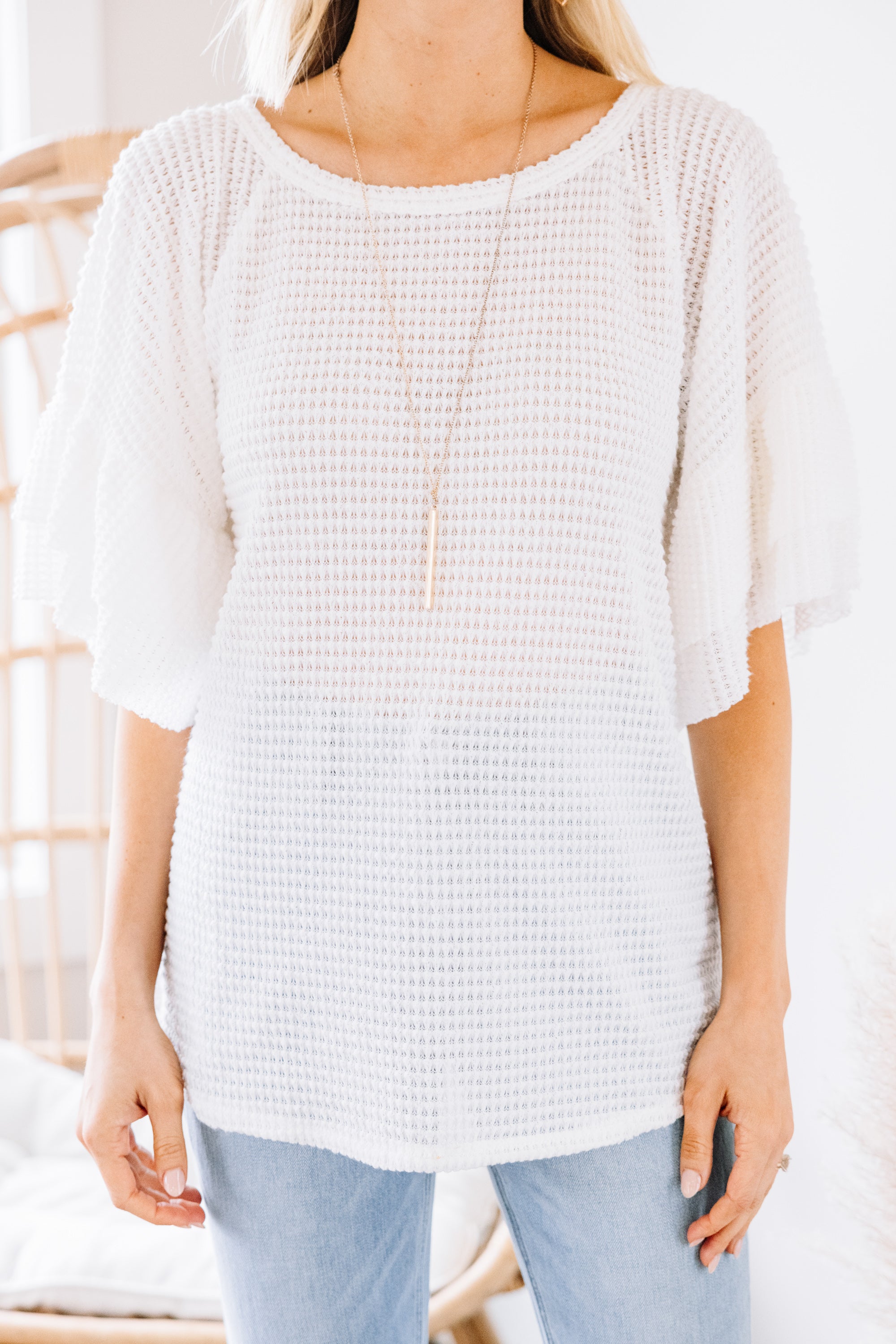Be Available White Waffle Knit Comfy Top - Your Ultimate Fashion Essential