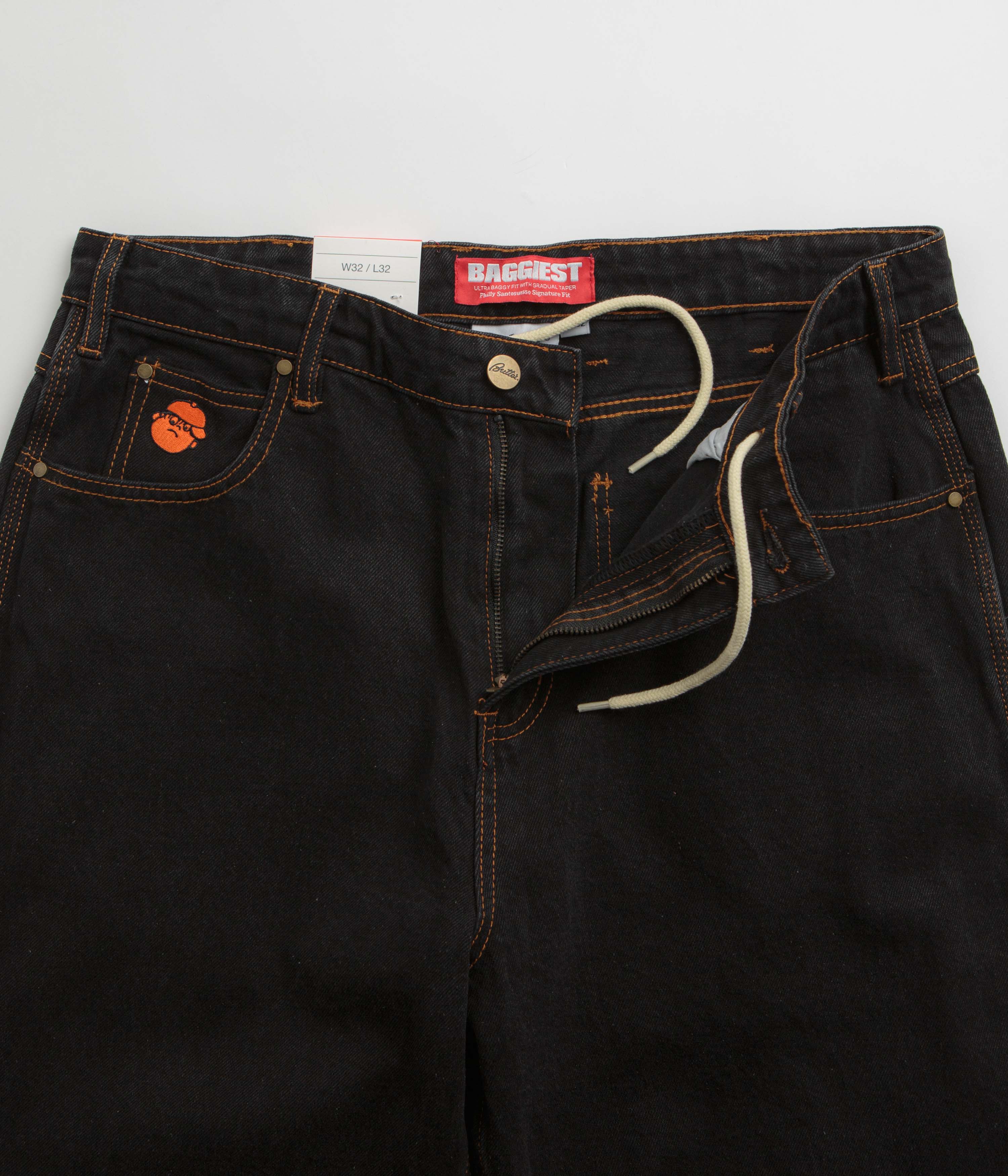 Butter Goods Santosuosso Washed Black & Orange Jeans - Ultra Baggy Style!