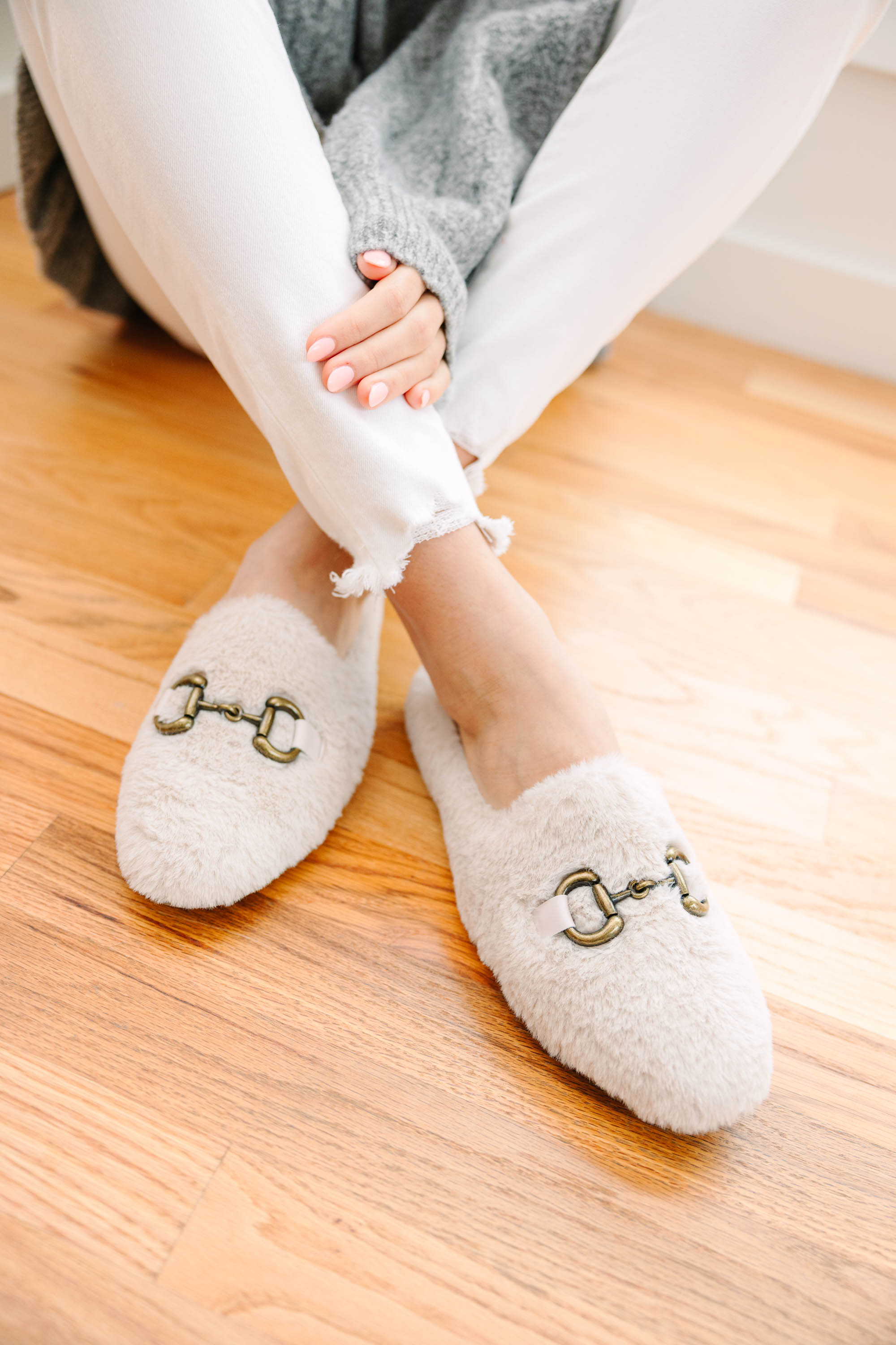 All-In-a-Day's-Work Gray Fuzzy Mules: The Chic Office Must-Have