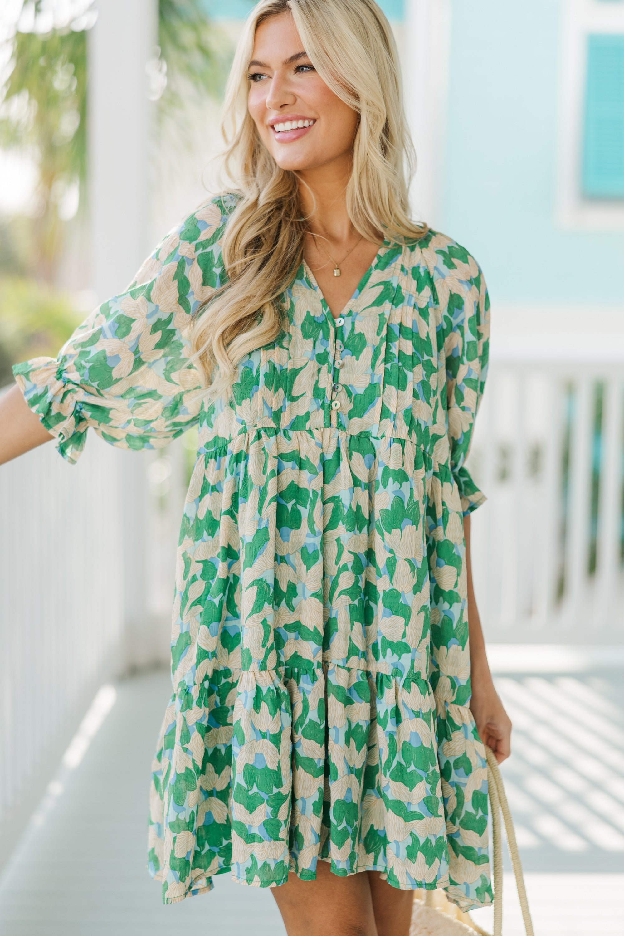 Embrace Yourself with this Gorgeous Green Floral Dress