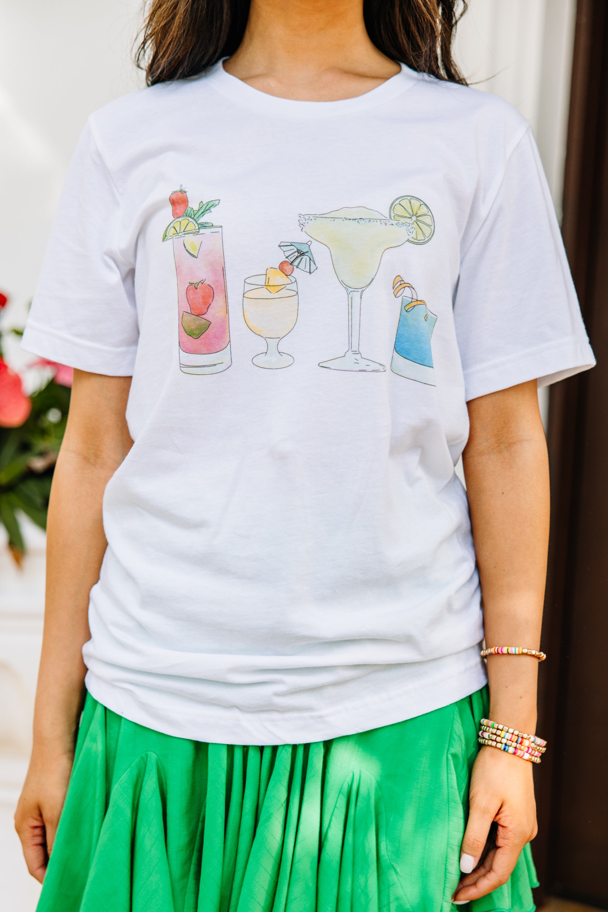 Joyful Happy Hour White Graphic Tee