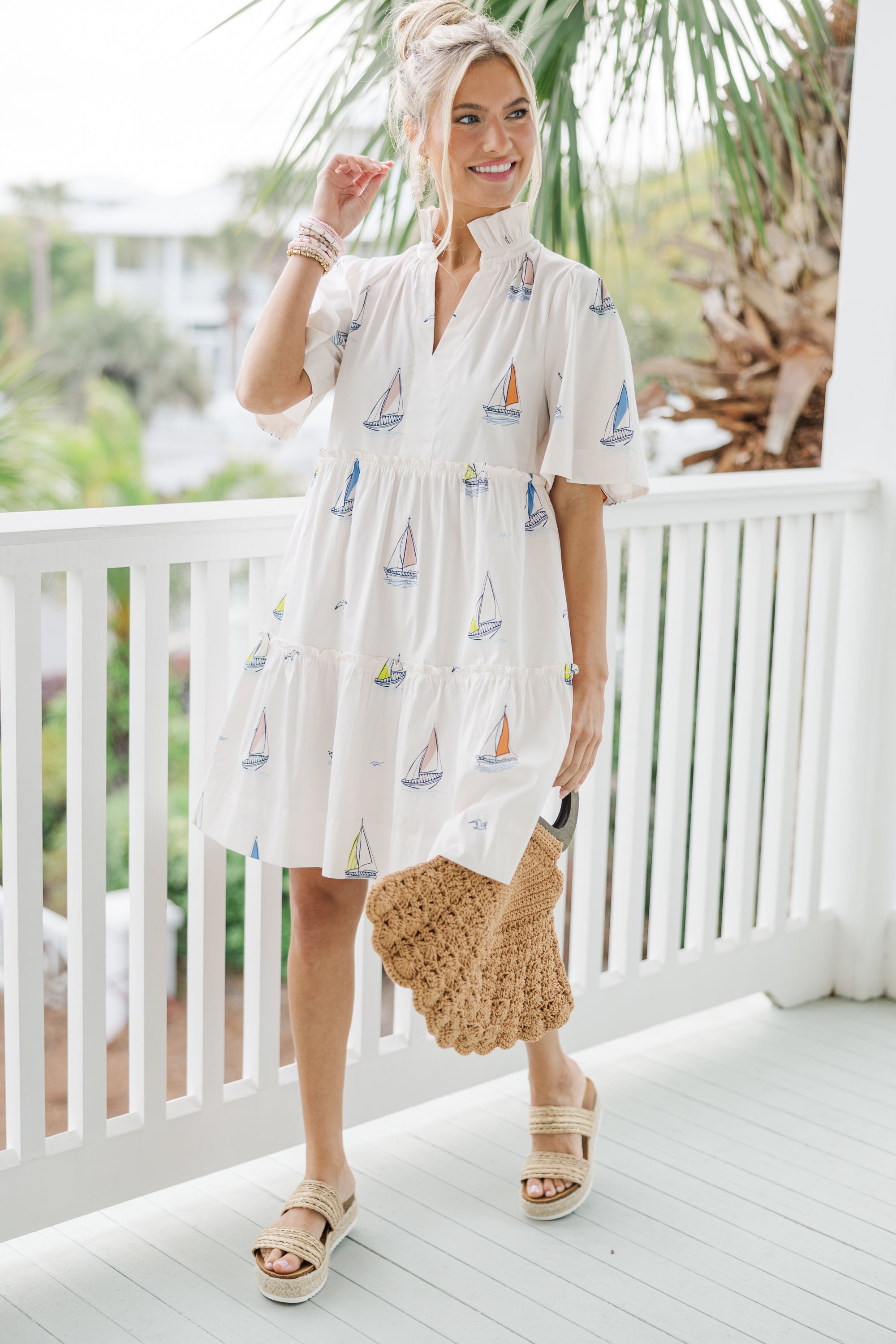 Charming White Sailboat Dress for a Summer Bliss