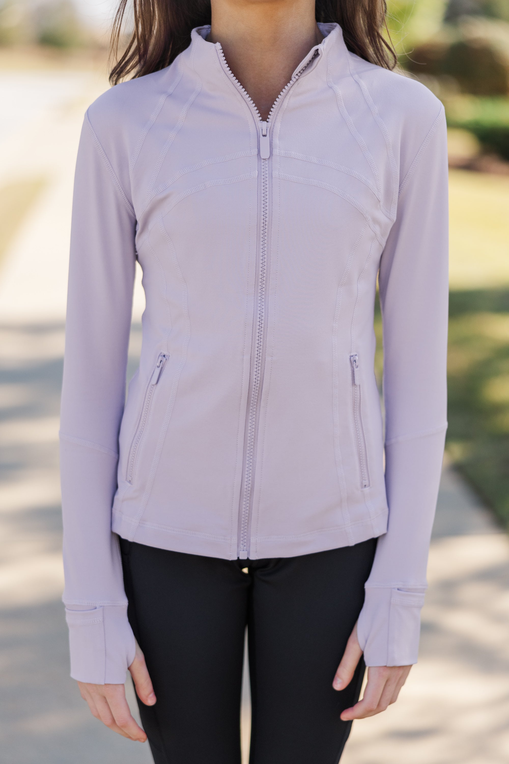 Girls' Trendy Lavender Purple Athletic Jacket: On Your Terms