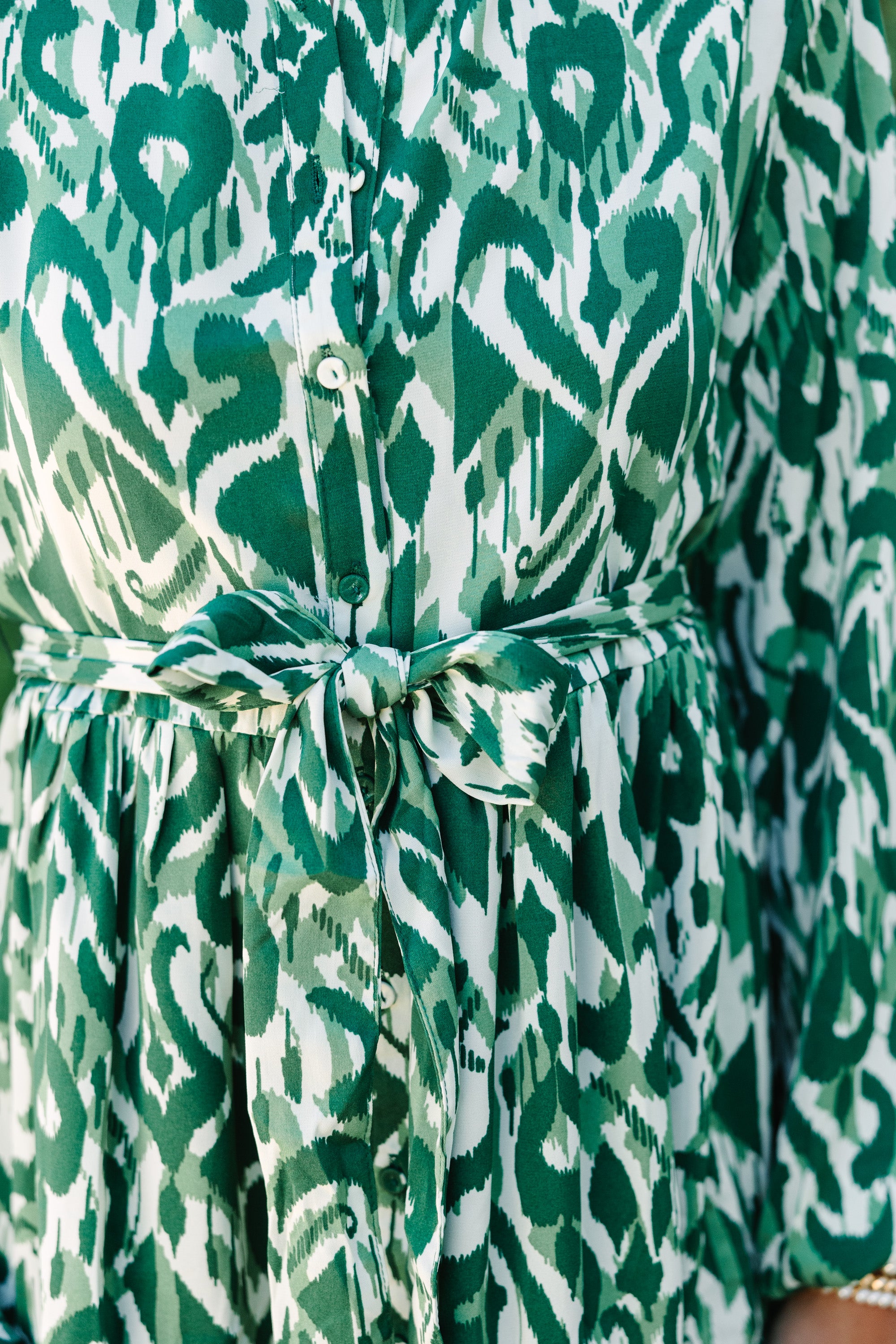 Enchanting All In Love Green Abstract Dress
