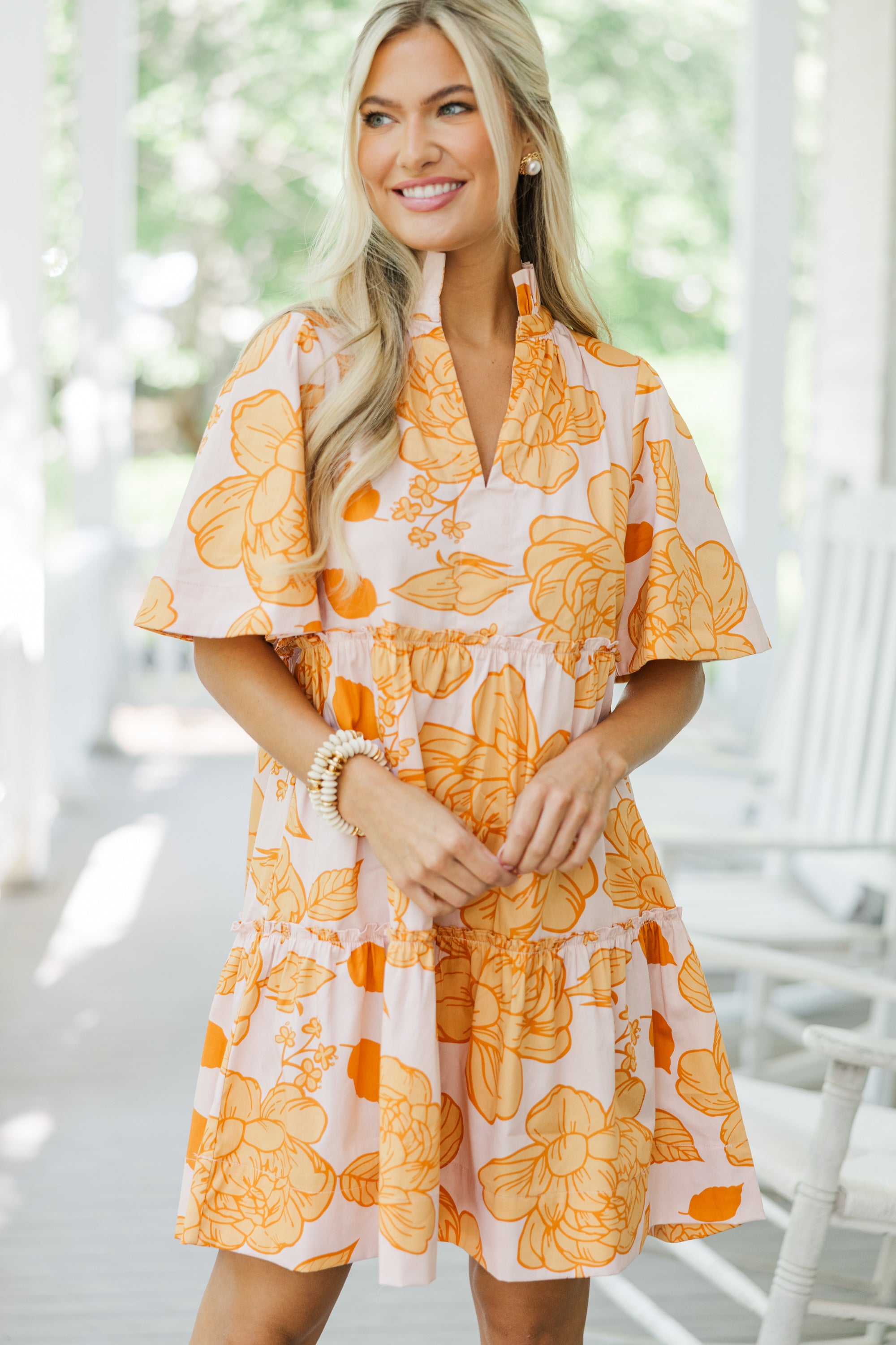 Gorgeous Mustard Yellow Floral Dress for Your Best Days