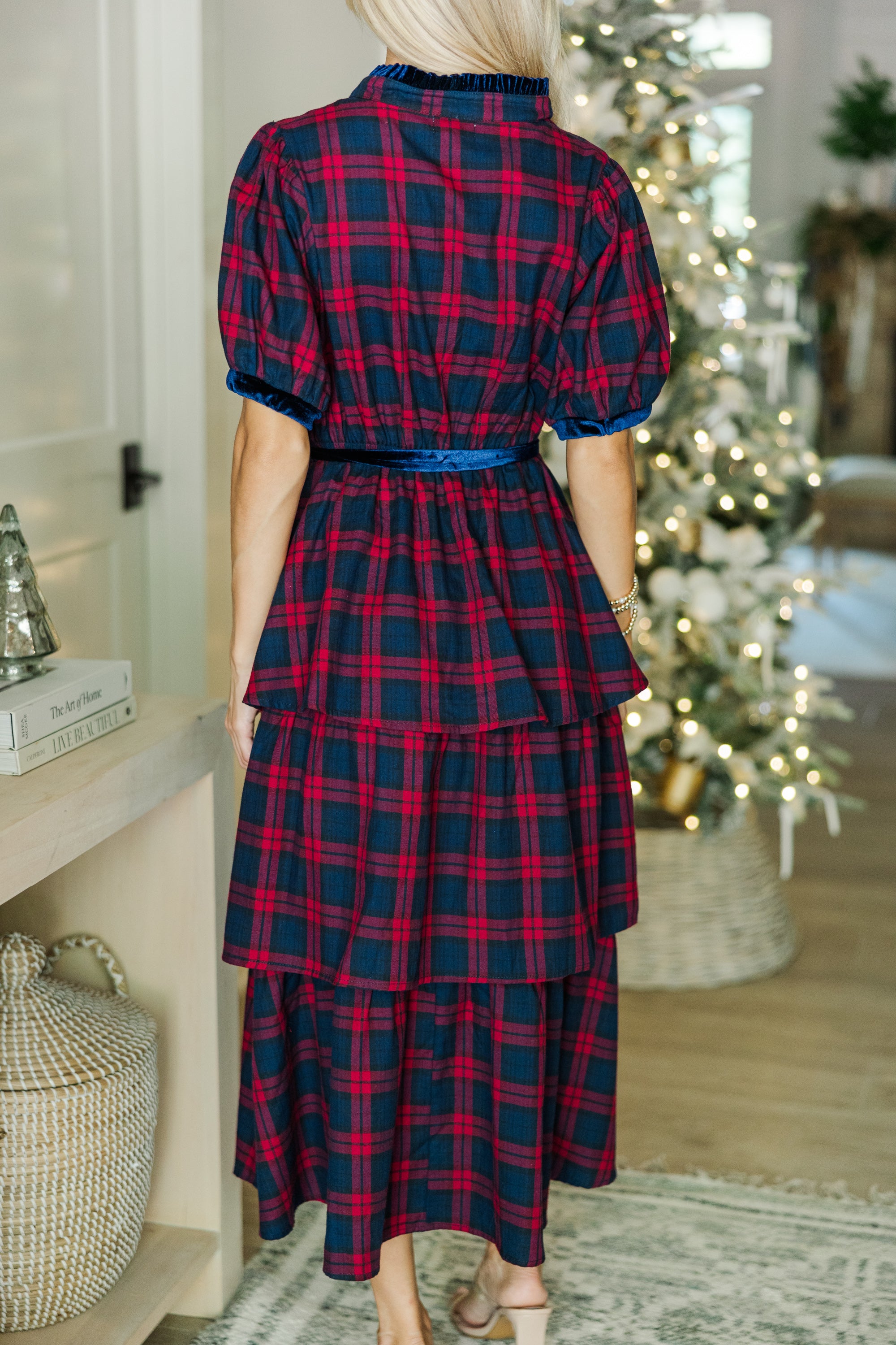 Joyful Red Tartan Plaid Midi Dress - Feel the Euphoria!
