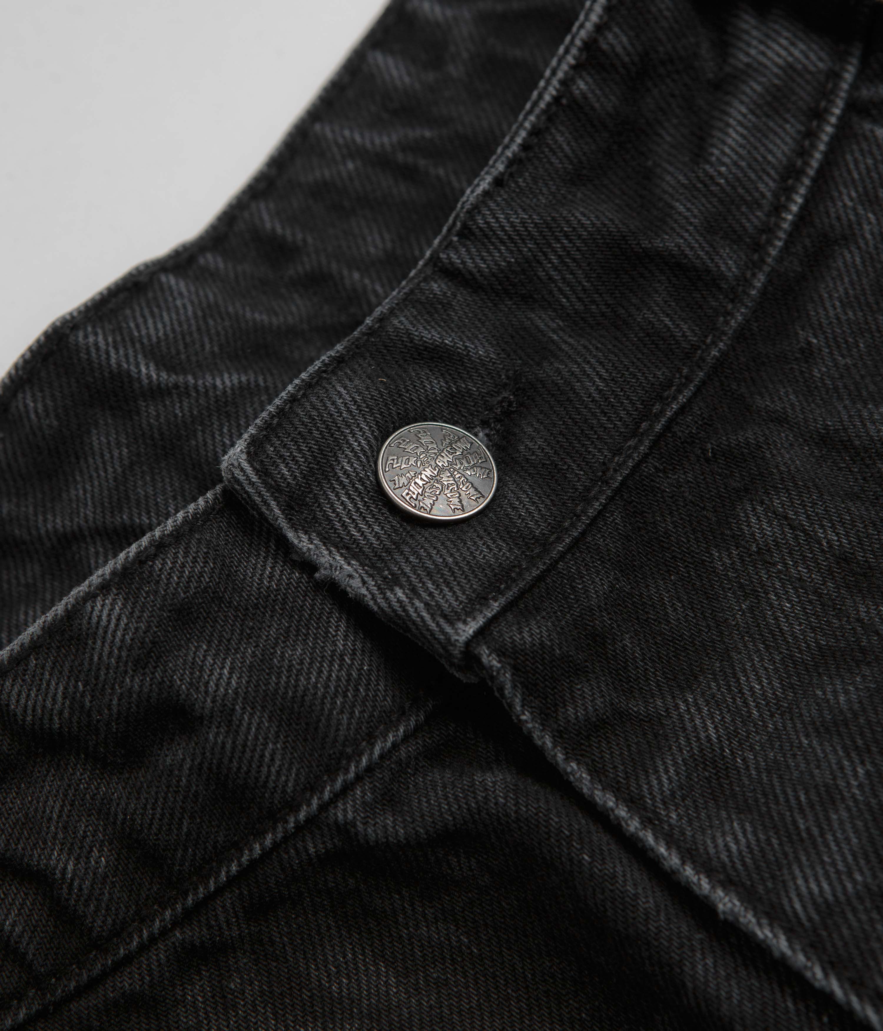 Fucking Awesome Black Baggy Pleated Laser Denim Shorts - A Must-Have!