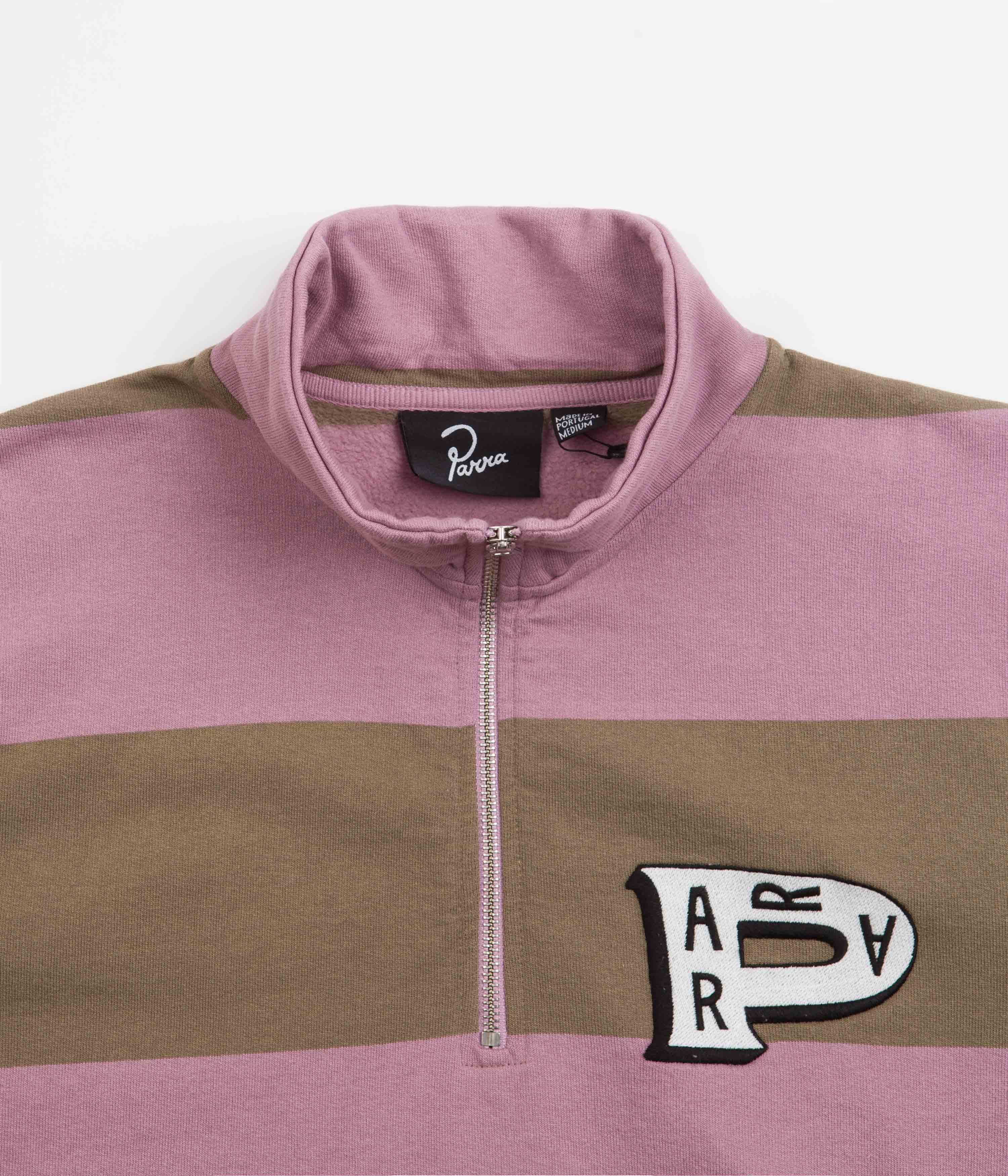by Parra Lavender 1/2 Zip Striped Sweatshirt - A Fashion Statement!