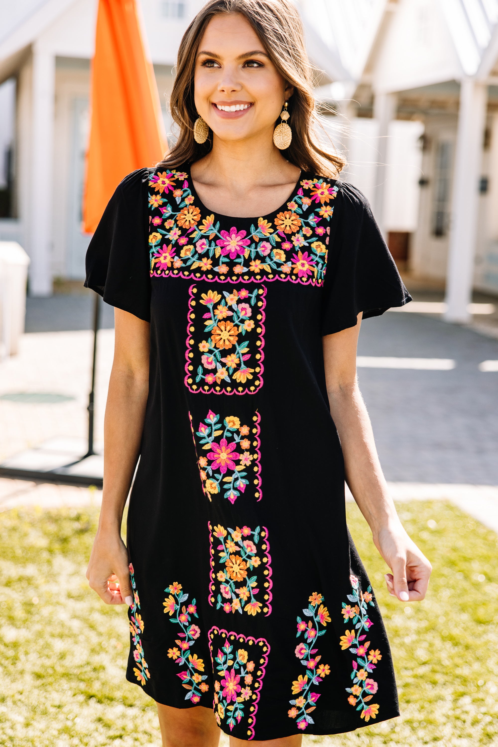 Gorgeous Happy To See You Black Embroidered Dress
