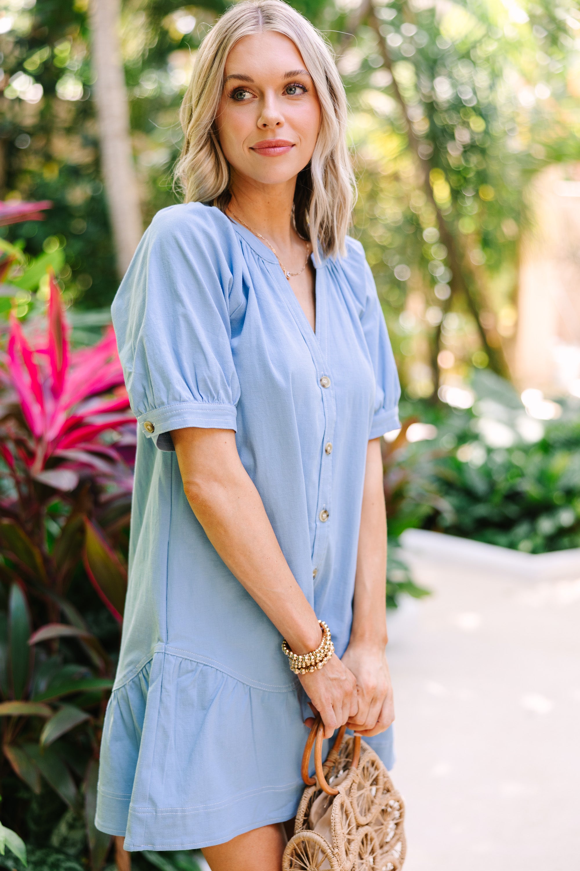 All-In-One Blue Ruffled Spring Dress